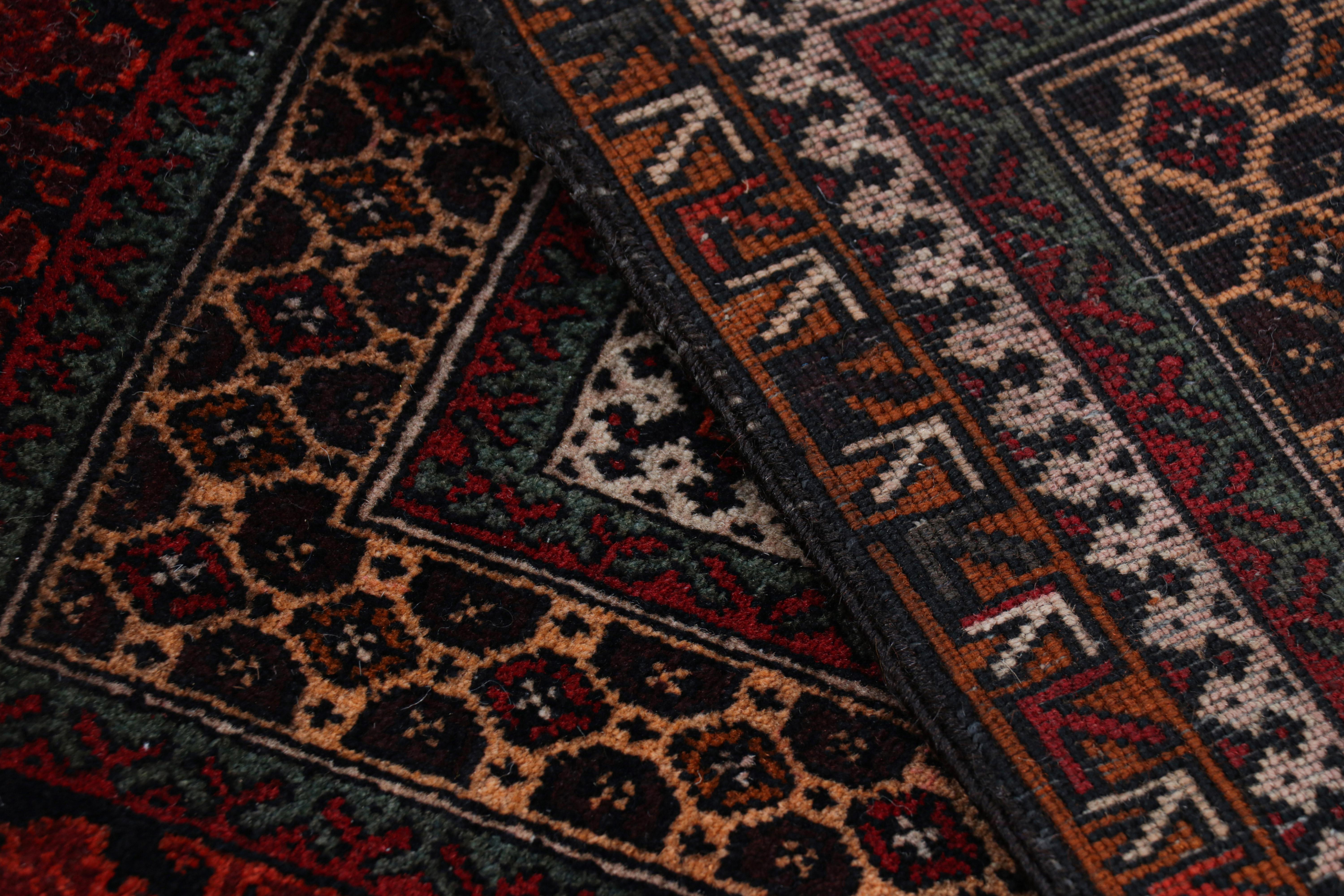 Wool Rug & Kilim’s Persian Baluch Tribal Rug in Red with Geometric Patterns For Sale