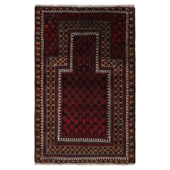 Tappeto tribale persiano Baluch di Rug & Kilim in rosso con motivi geometrici