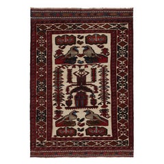 Rug & Kilim's Persian Barjasta style rug en Beige & Red with Bird Pictorials 