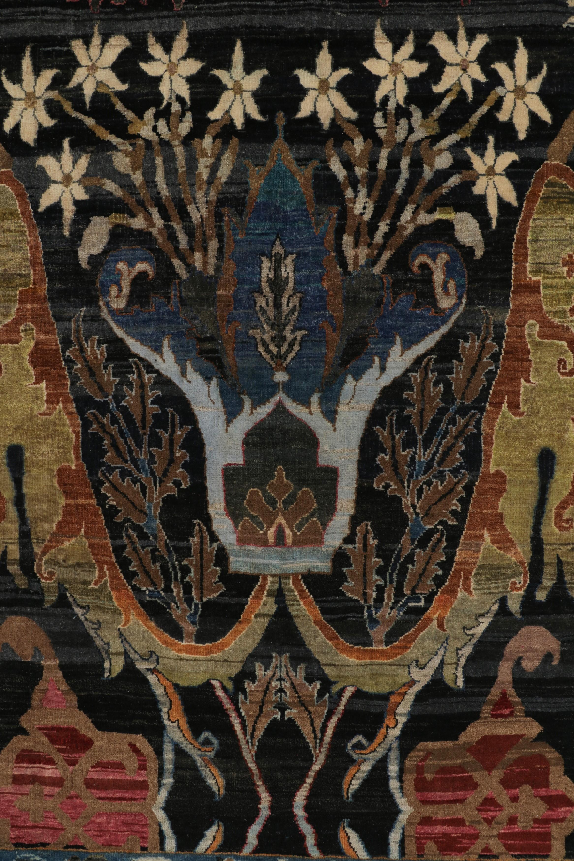 Rug & Kilim’s Persian Bidjar Style Rug in Black with Polychromatic Florals In New Condition For Sale In Long Island City, NY