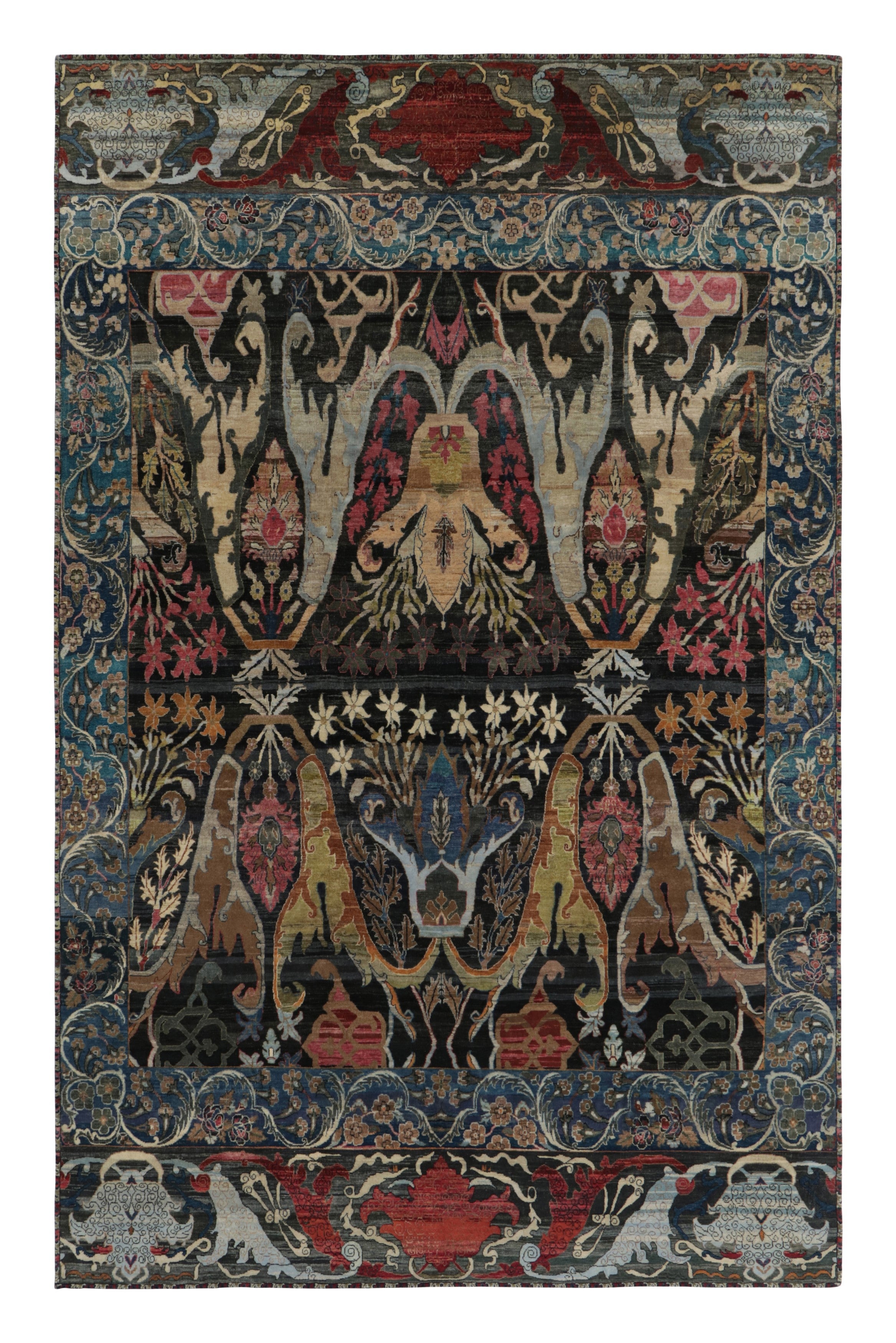 Rug & Kilim’s Persian Bidjar Style Rug in Black with Polychromatic Florals