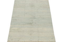 Rug & Kilim’s Persian Gabbeh-Style Rug with Beige and Blue Geometric Pattern