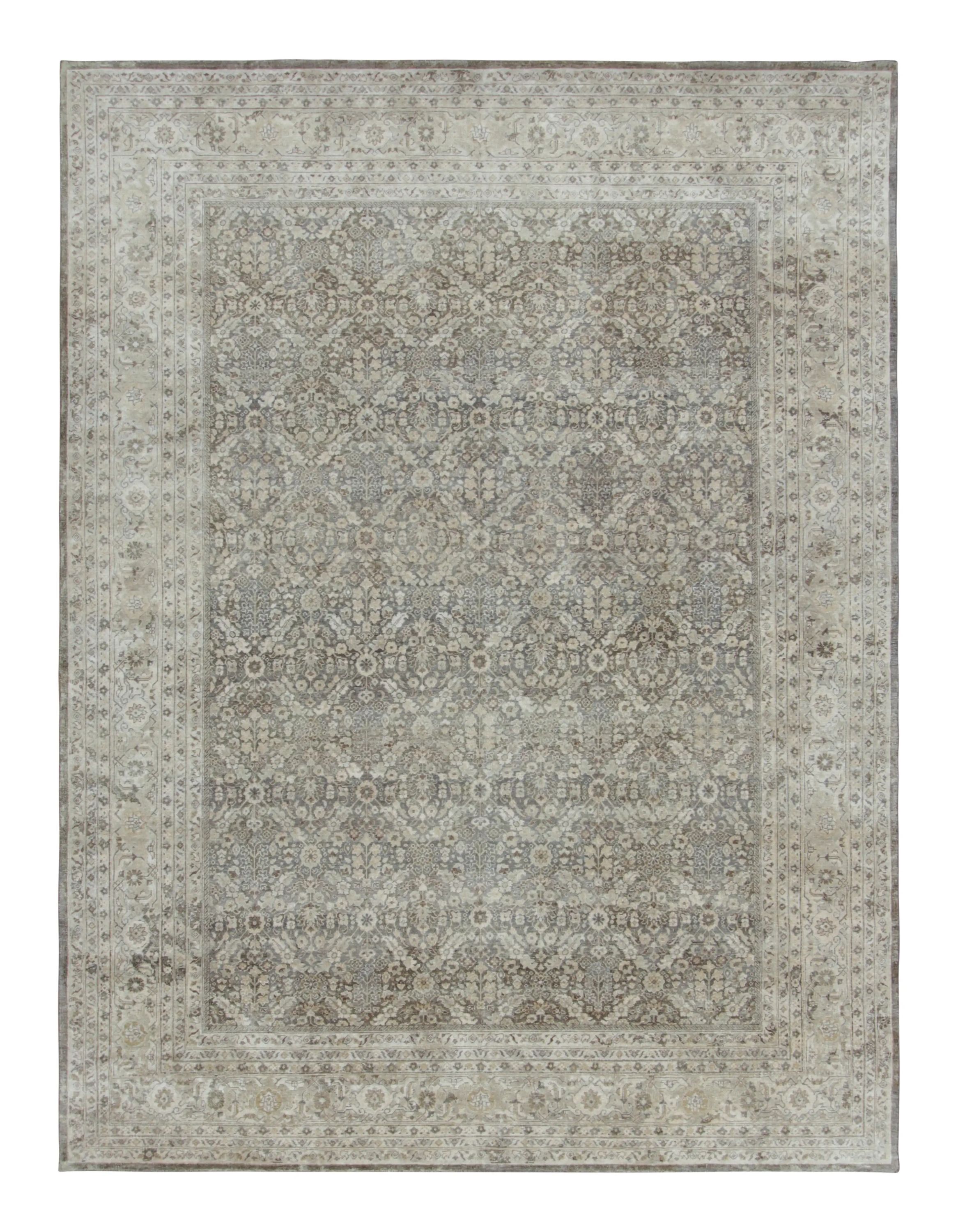 Rug & Kilim’s Persian-Inspired Rug, Floral Patterns in Brown and Gray Tones For Sale