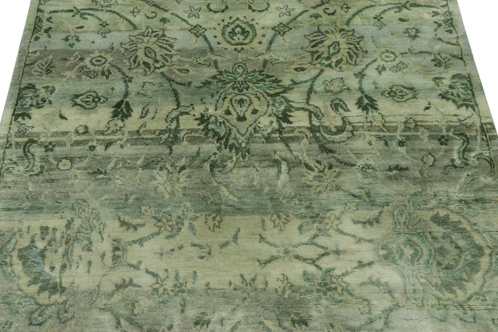 Rug & Kilim’s Persian-Inspired Rug in Soft Greens and Blues with Floral Pattern In condizioni Nuovo in vendita a Long Island City, NY