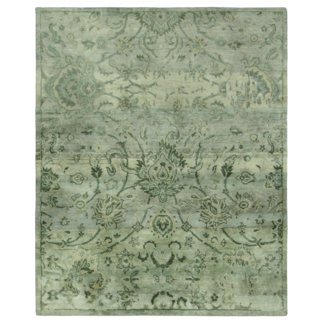 Rug & Kilim’s Persian-Inspired Rug in Soft Greens and Blues with Floral Pattern