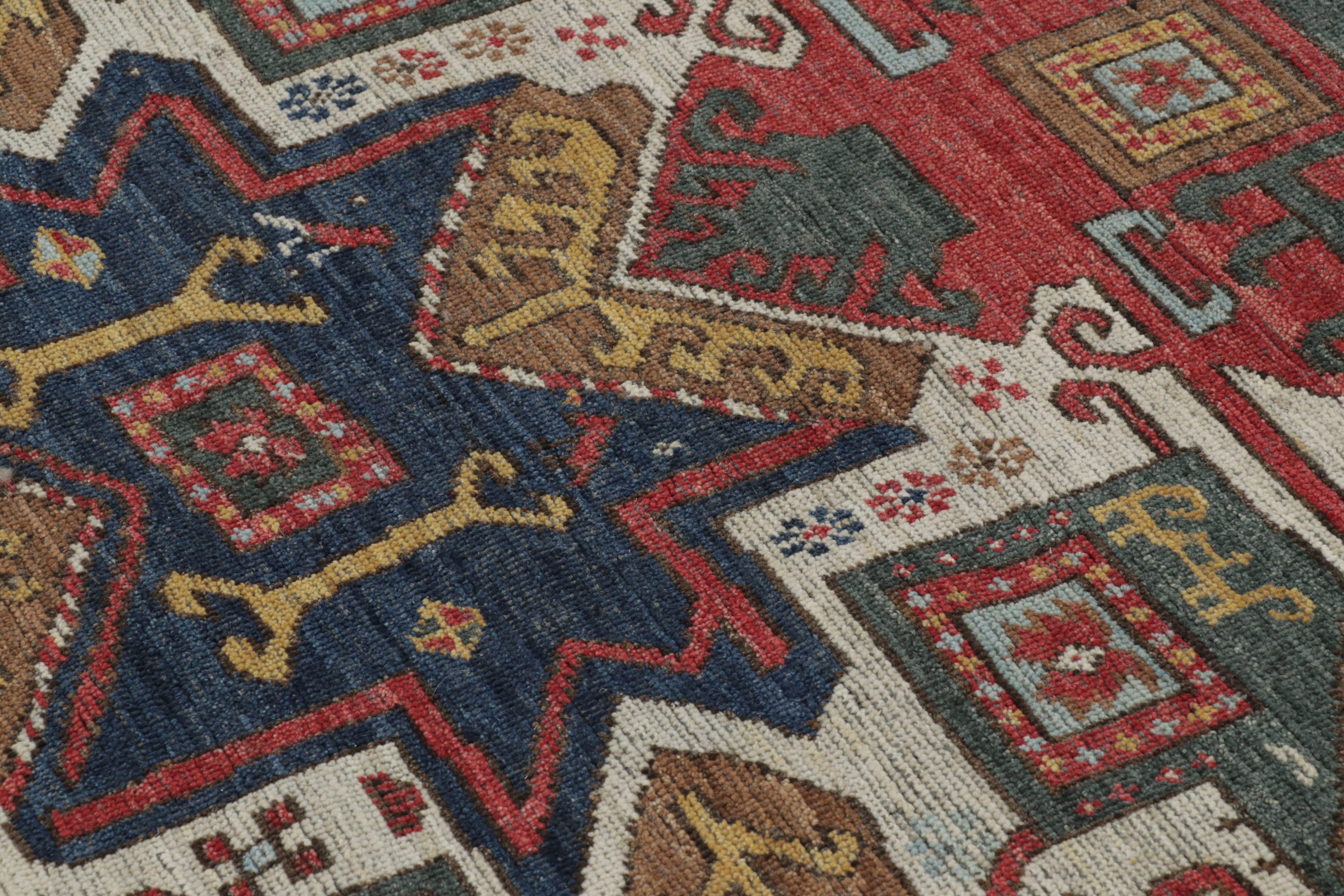 Rug & Kilim's Persian Inspired Rug, Red with Colorful Geometric Medallions (Indisch) im Angebot