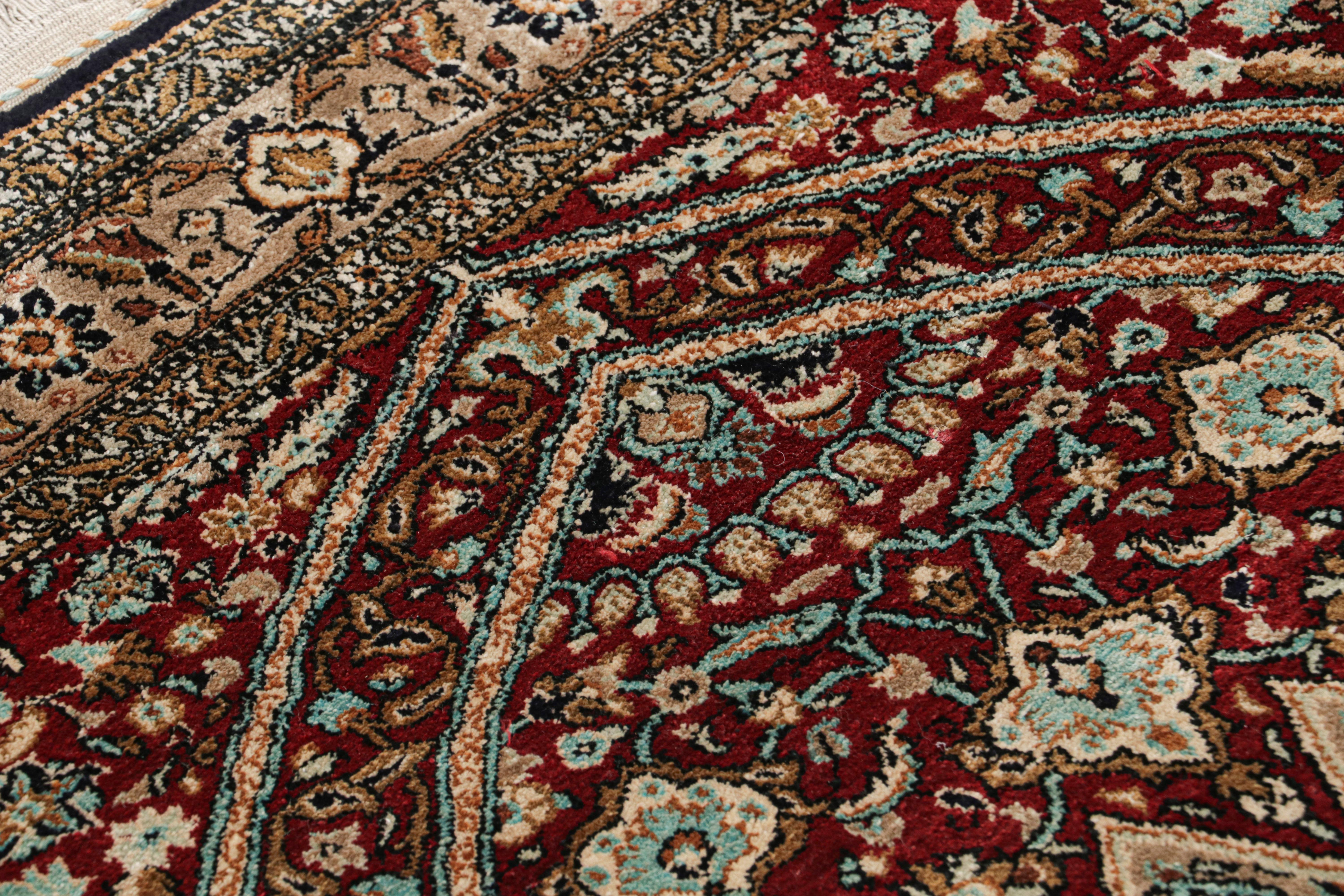 Antique Persian Qum Rug in Burgundy With Floral Patterns, From Rug & Kilim In New Condition For Sale In Long Island City, NY