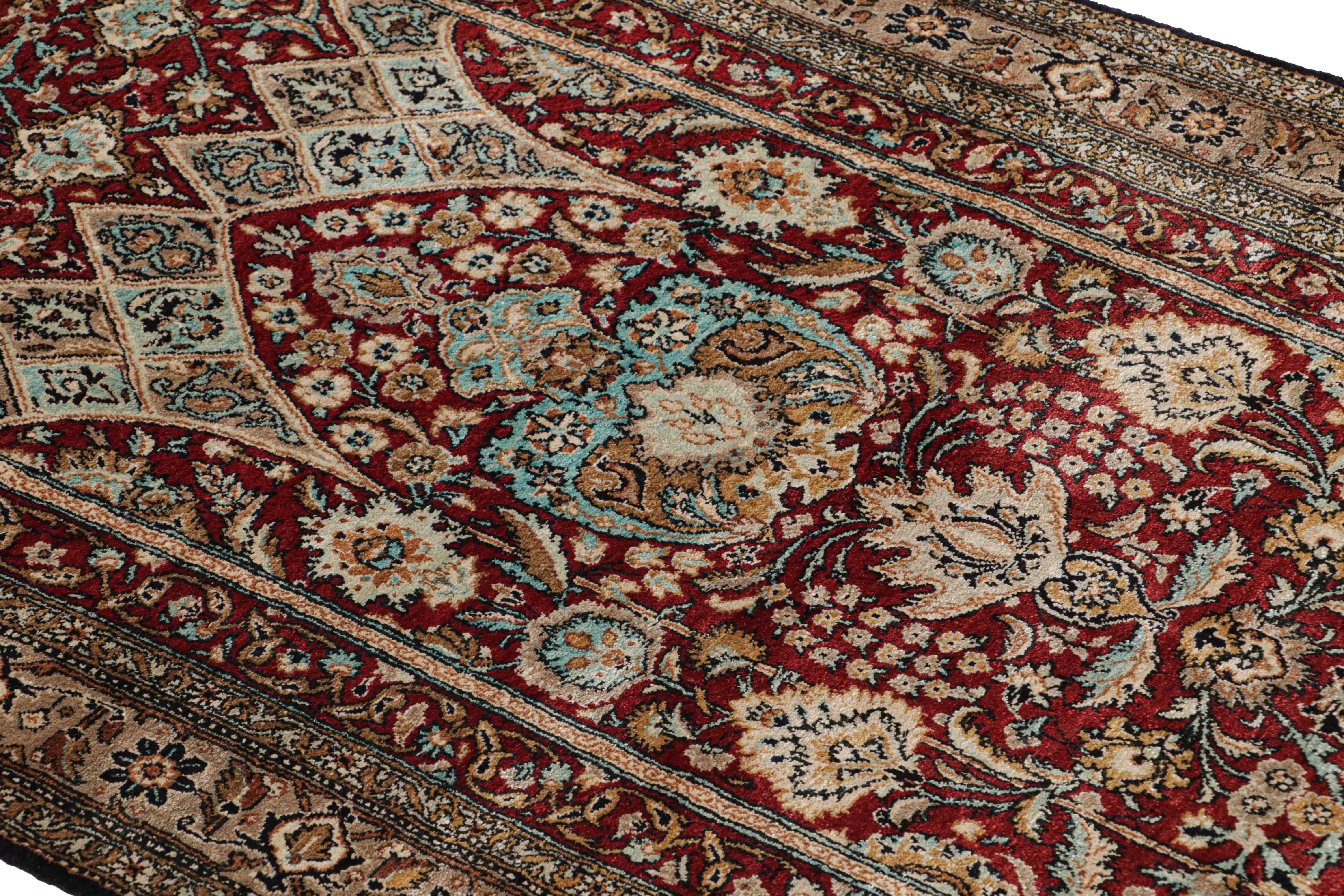 Contemporary Antique Persian Qum Rug in Burgundy With Floral Patterns, From Rug & Kilim For Sale