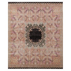 Tapis 
Kilims - Tapis de style persan vieilli en rose avec motif de médaillon noir