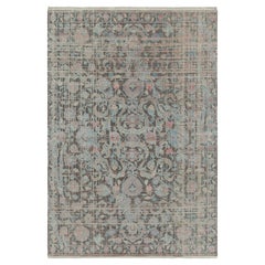 Tapis et tapis de style persan moderne Kilims en gris avec motifs floraux polychromes