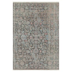 Tappeto moderno in stile persiano Rug & Kilim in grigio con motivi floreali policromi