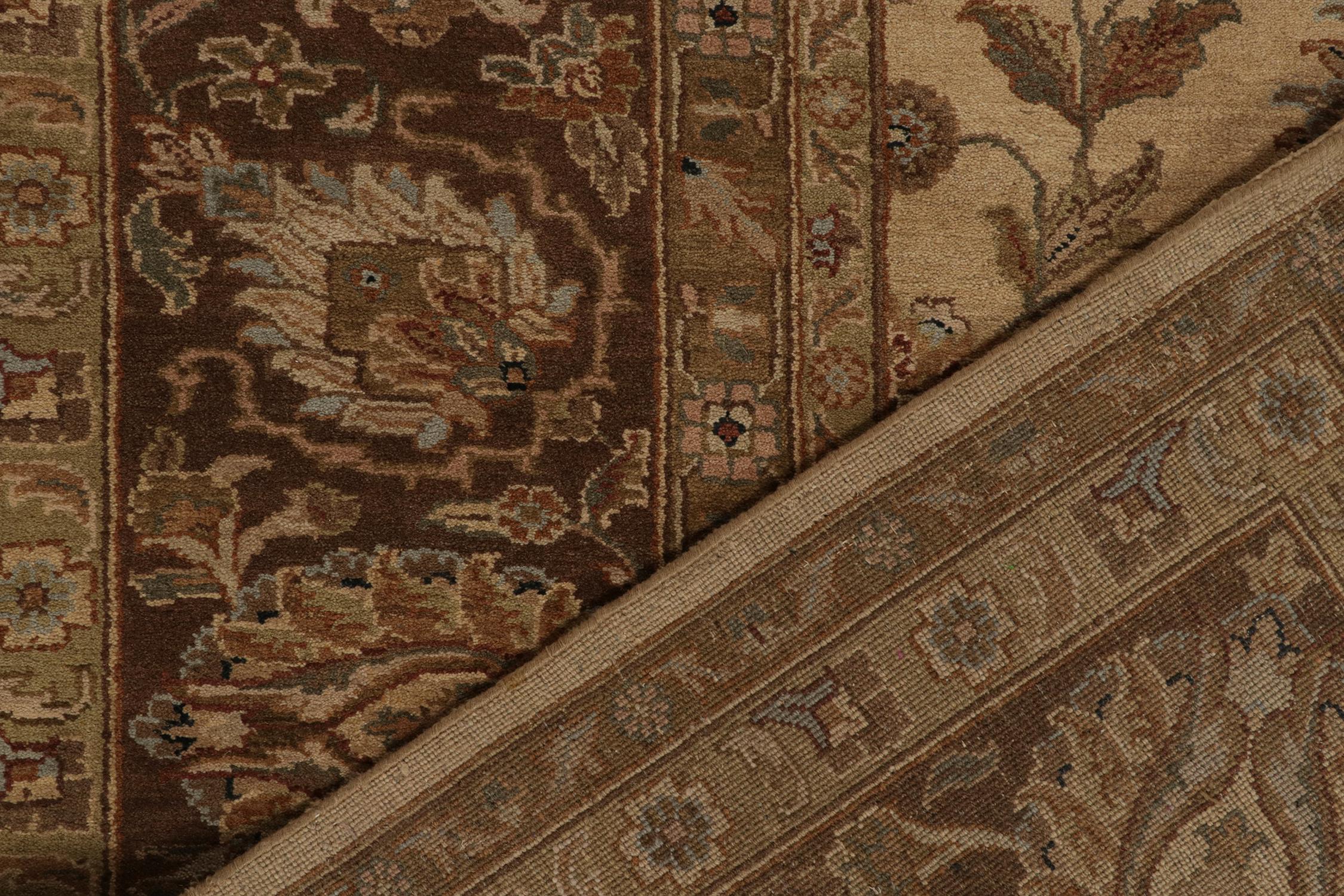 Rug & Kilim’s Persian Style rug in Beige-Brown and Gold Floral Pattern In New Condition For Sale In Long Island City, NY