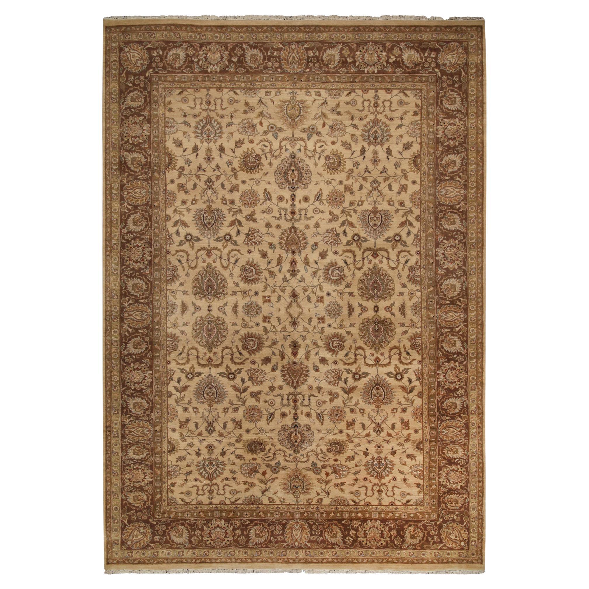 Rug and Kilim’s Persian Style Rug in Blue, BeigeBrown and Gold Floral