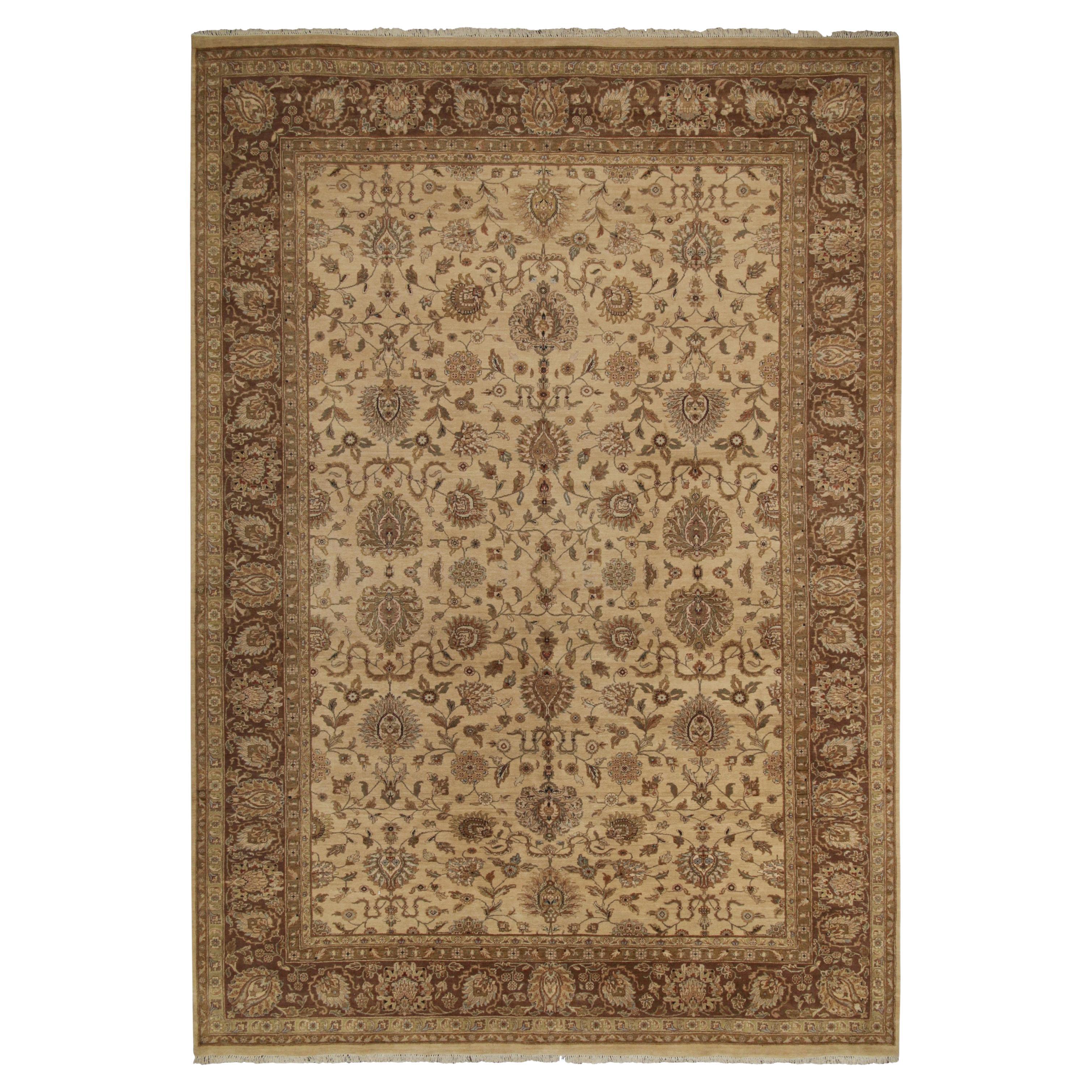Alfombra de estilo persa de Rug & Kilim con estampado floral beige-marrón y dorado