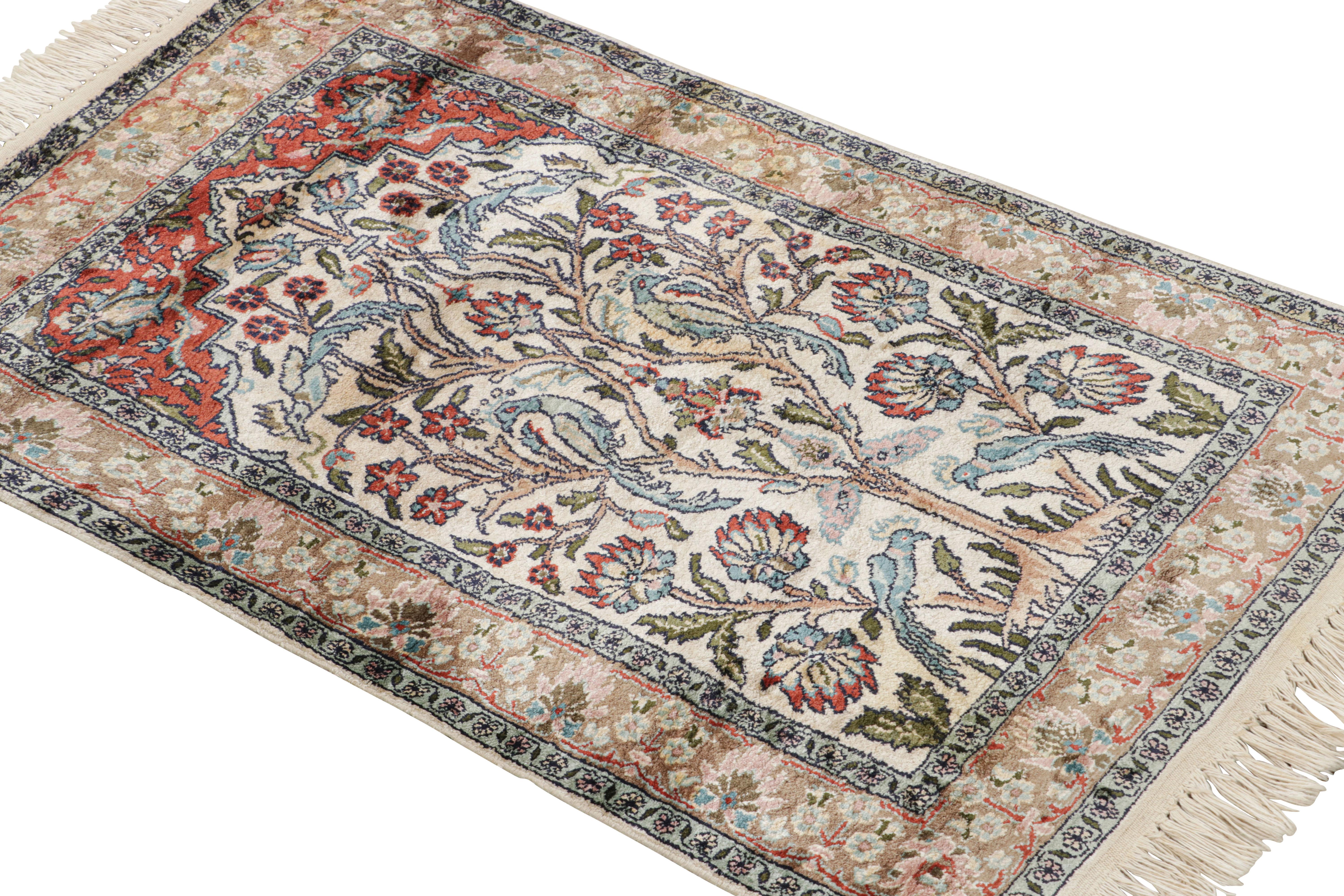 Made with hand-knotted Kashmir wool, this 2x3 rug from our Modern Classics Collection represents one of our most luxurious new takes on a classic–particularly a pictorial design like those seen in Persian Kashan rugs and similar, rare