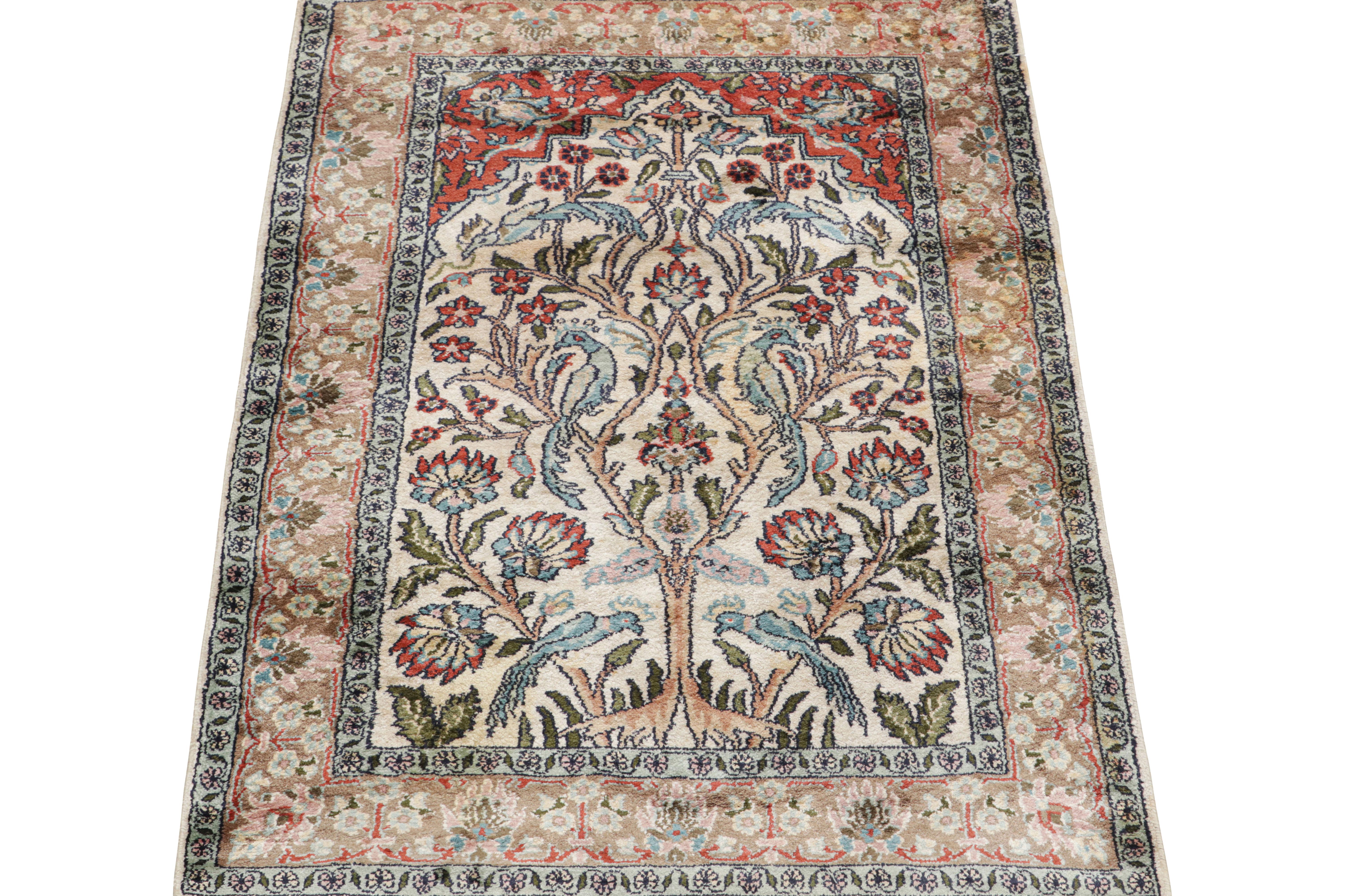 Modern Rug & Kilim’s Persian style Rug in Beige with Floral Pictorial Patterns