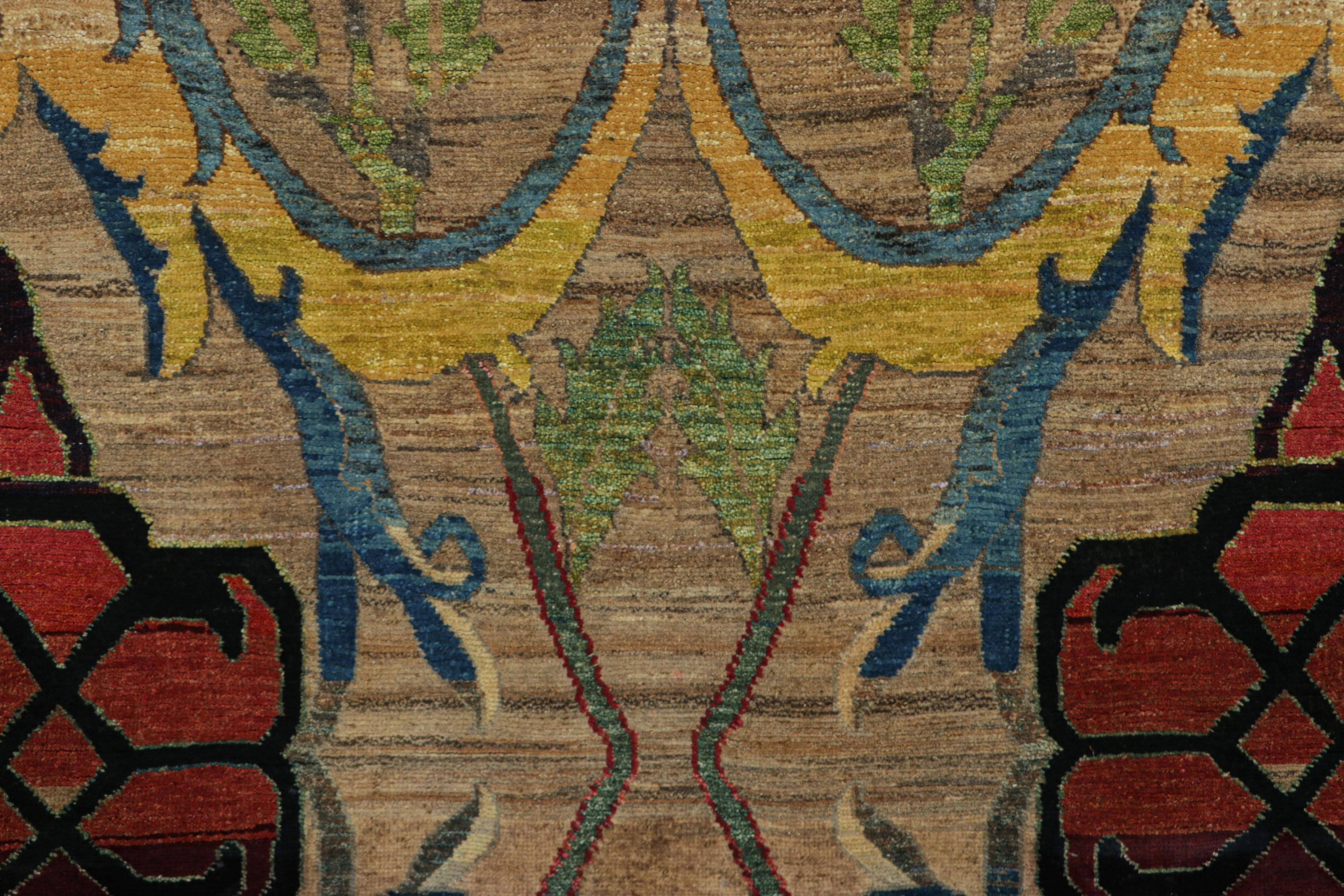 Moderno Rug & Kilim’s Persian Style Rug in Beige with Polychromatic Floral Patterns in vendita