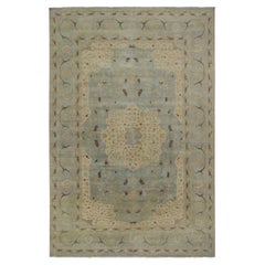Rug & Kilim’s Persian Style Rug in Blue, Beige-Brown and Gold Floral Pattern