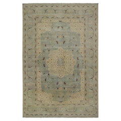 Rug & Kilim’s Persian Style Rug in Blue, Beige-Brown and Gold Floral Pattern