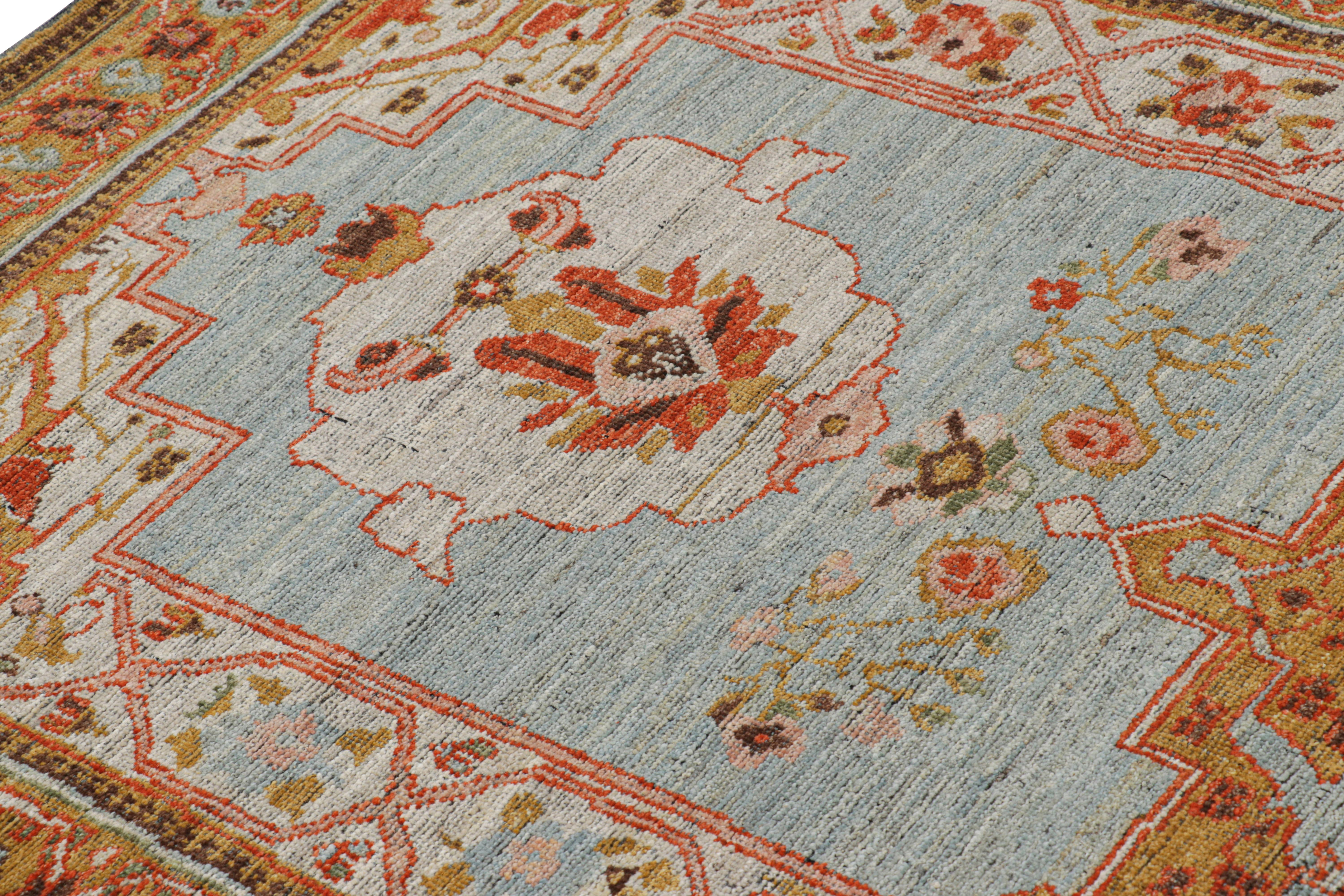 Rug & Kilim’s Persian Style Rug in Blue with Colorful Floral Medallions In New Condition For Sale In Long Island City, NY