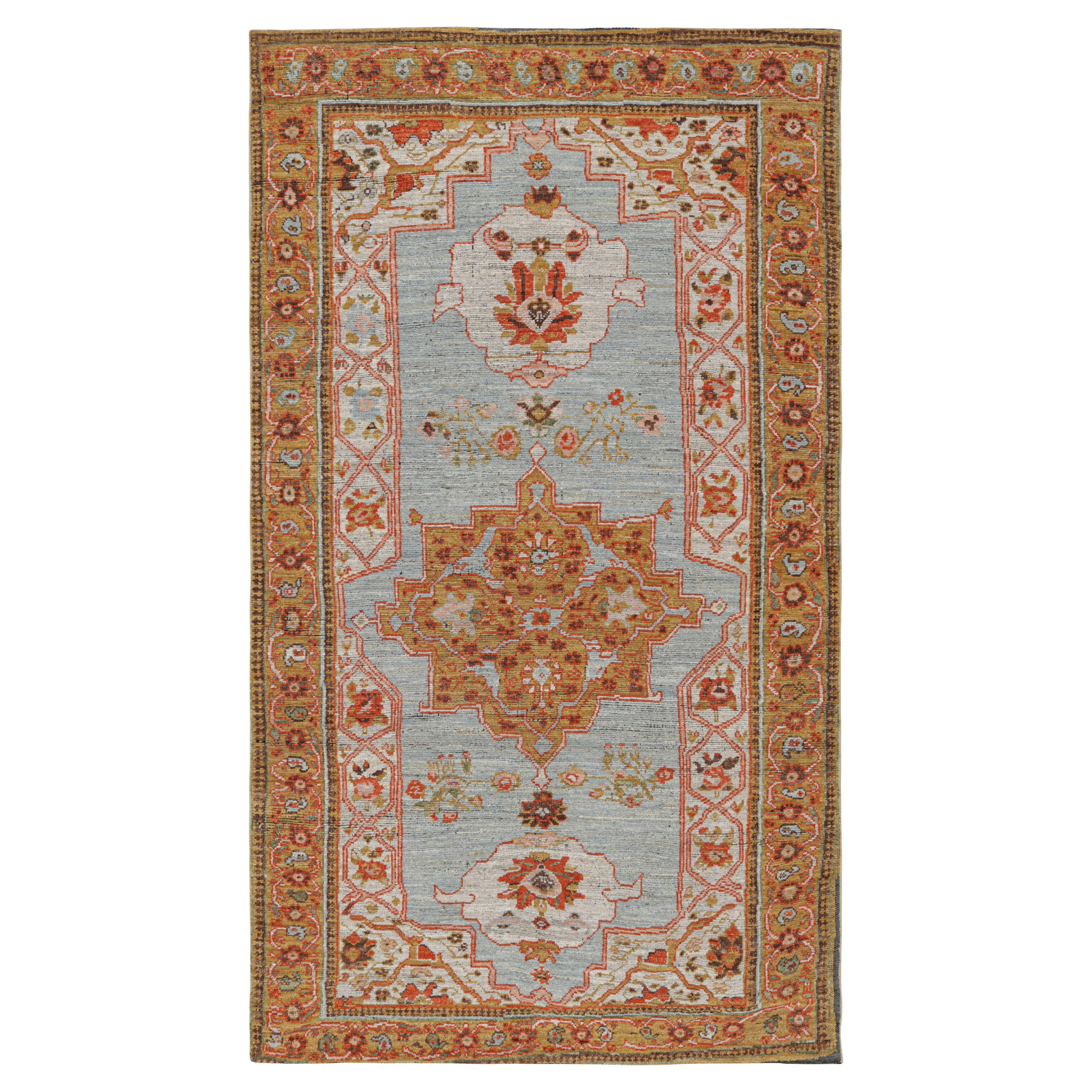 Alfombra de estilo persa Rug & Kilim en azul con medallones florales de colores