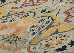 Rug & Kilim’s Persian Style Rug in Gray and Blue, Polychromatic Floral Patterns
