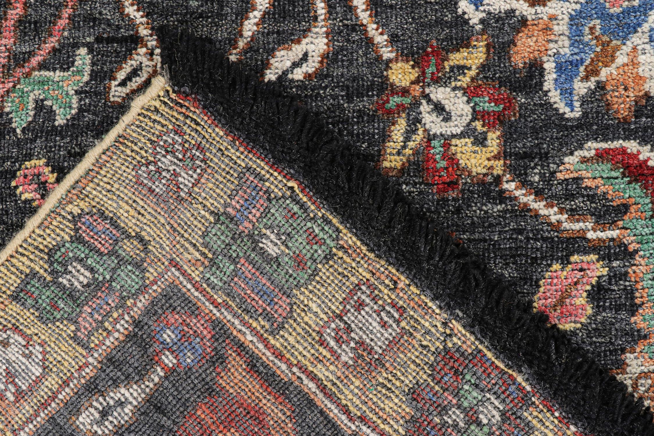 Wool Rug & Kilim’s Persian-Style Rug in Gray with Vibrant Floral Patterns For Sale