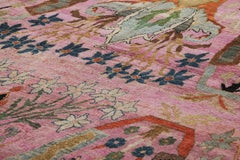 Rug & Kilim's Teppich im persischen Stil in Rosa und Brown-Beige mit Blumenmustern