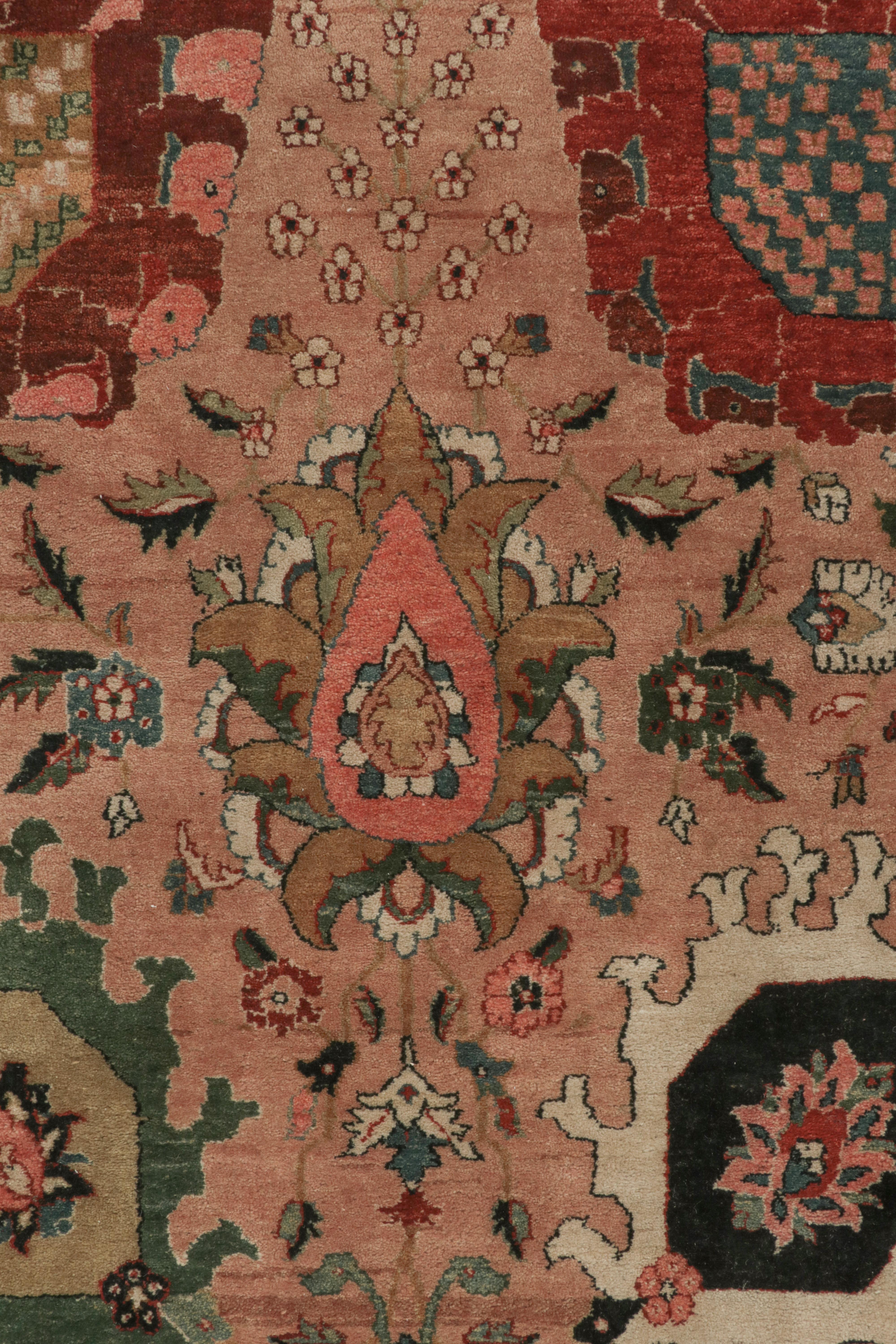 Hand-Knotted Rug & Kilim’s Persian Style rug in Pink with Polychromatic Floral Patterns For Sale