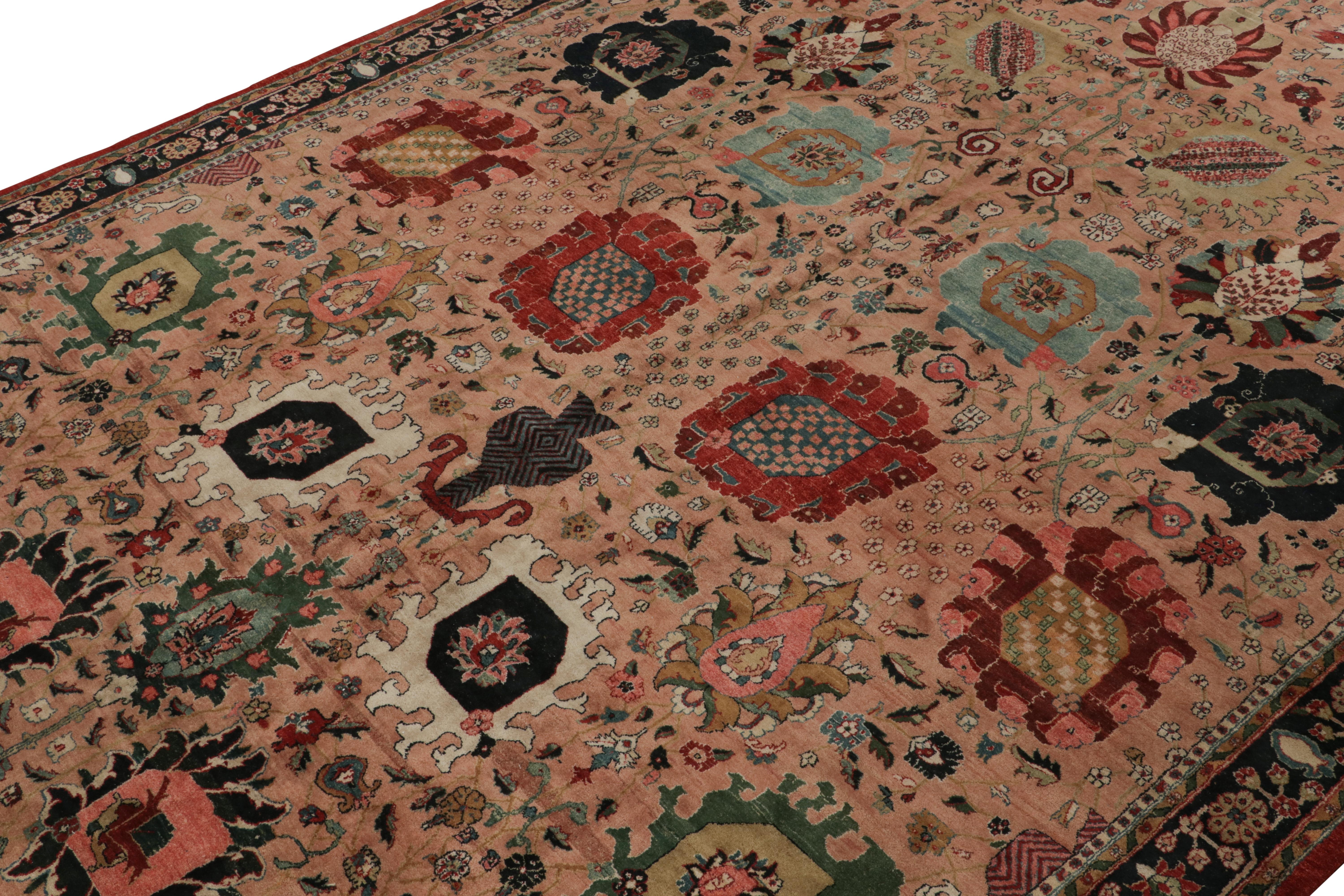 Contemporary Rug & Kilim’s Persian Style rug in Pink with Polychromatic Floral Patterns For Sale