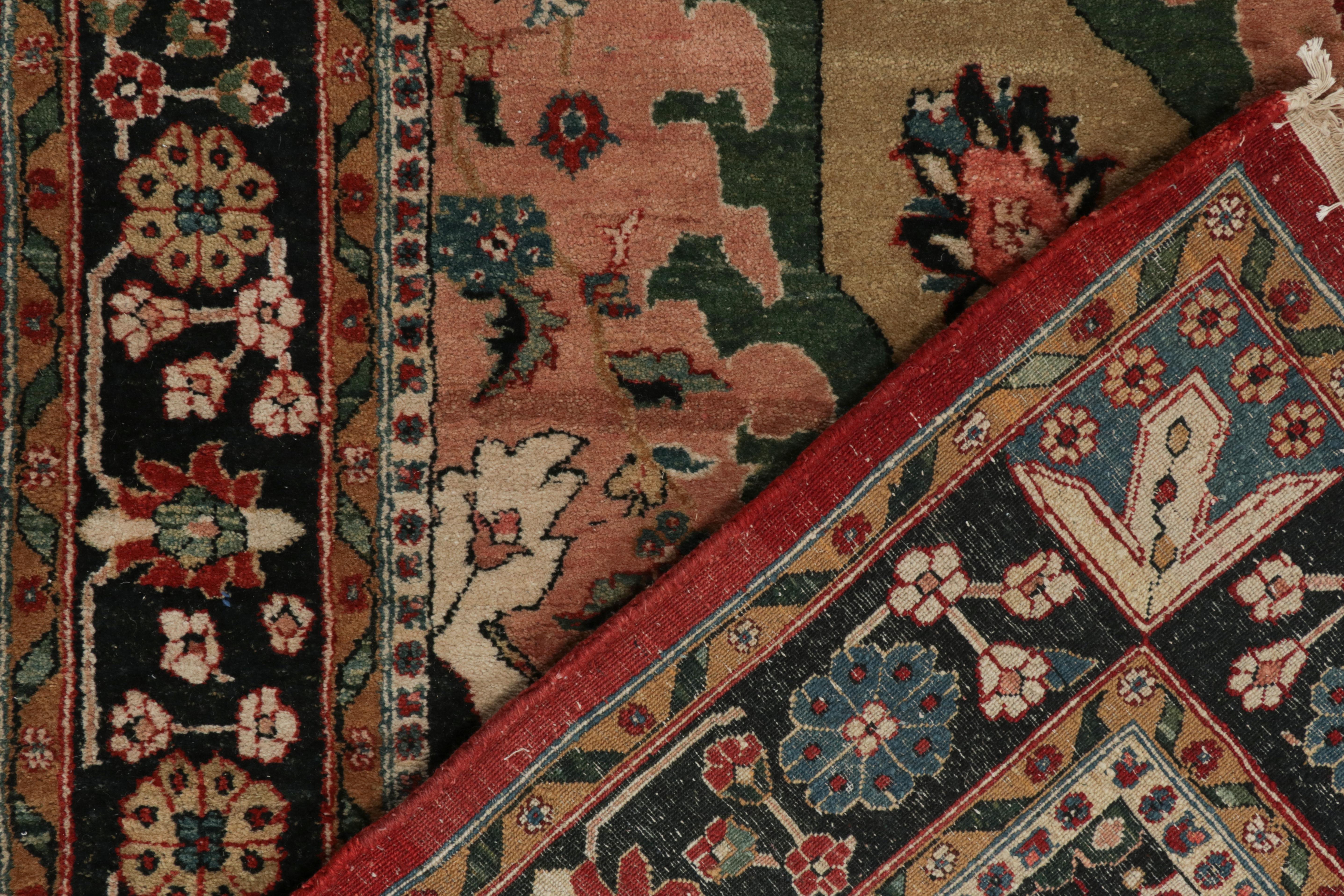 Wool Rug & Kilim’s Persian Style rug in Pink with Polychromatic Floral Patterns For Sale
