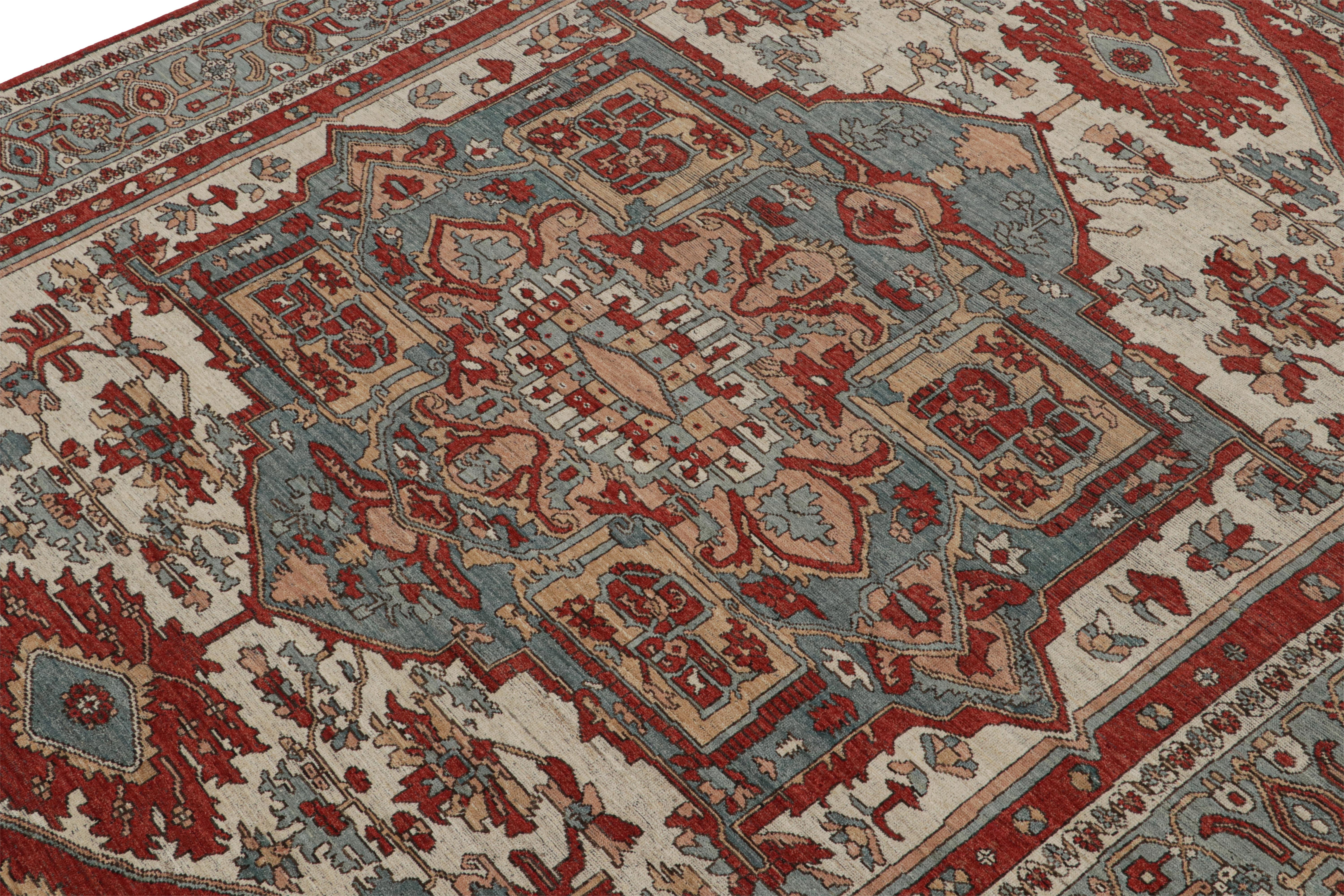 Indian Rug & Kilim’s Persian Style Rug in Red, Blue & White Patterns For Sale