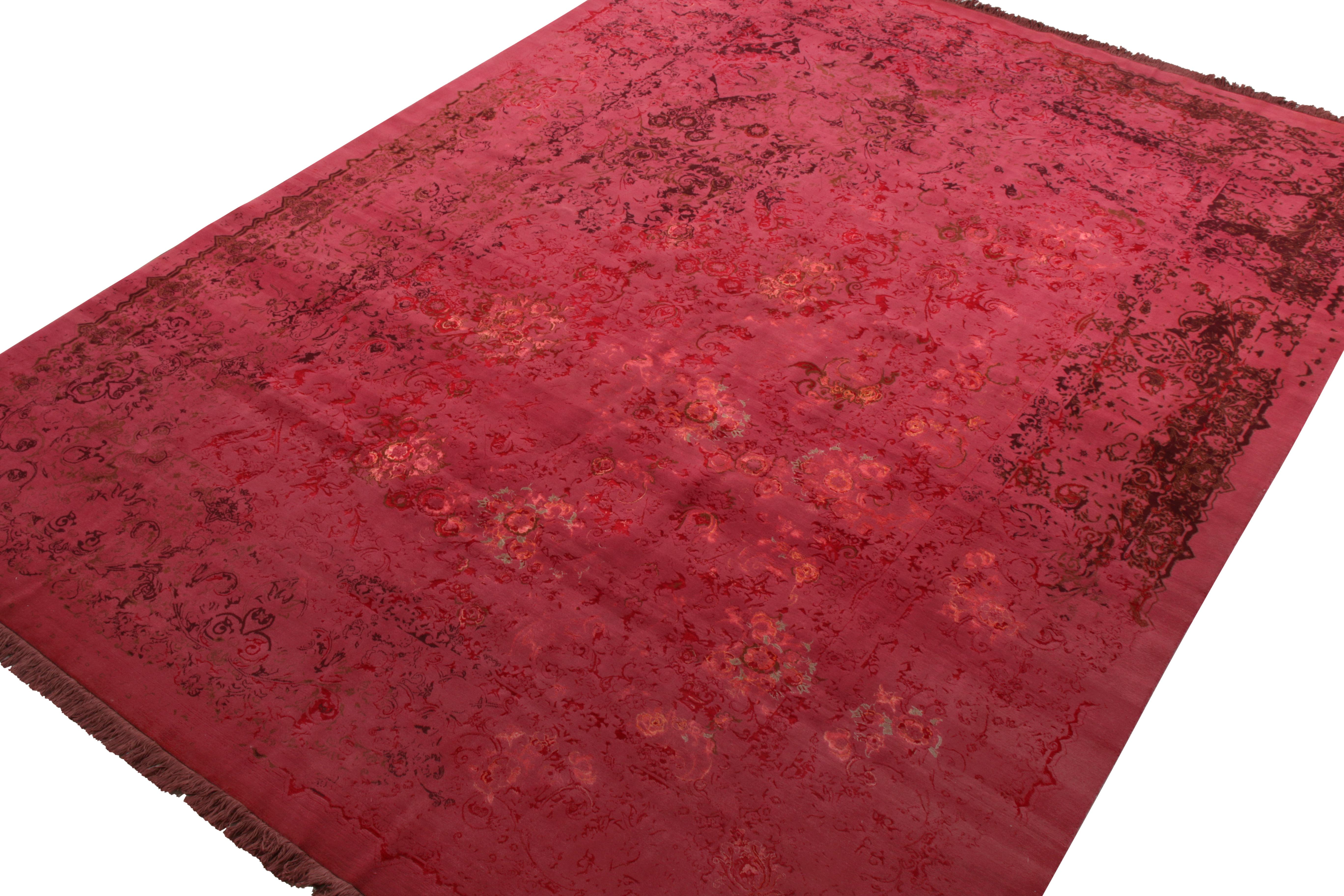 Other Rug & Kilim’s Persian Style Rug in Rose Red All Over Floral Pattern For Sale