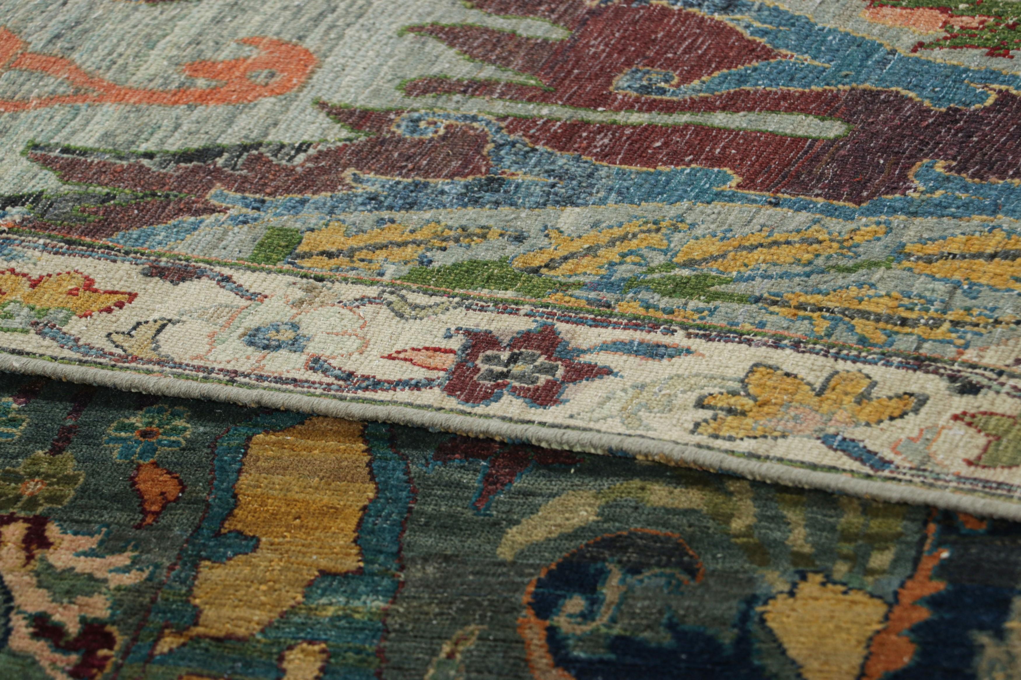 Contemporary Rug & Kilim’s Persian Style Rug in Teal with Polychromatic Floral Patterns For Sale