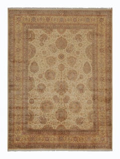 Teppich & Kelim-Teppich im persischen Stil mit goldfarbenem und beige-braunem Blumenmuster