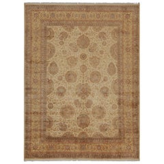 Alfombra de estilo persa Rug & Kilim con estampado floral dorado y marrón beige