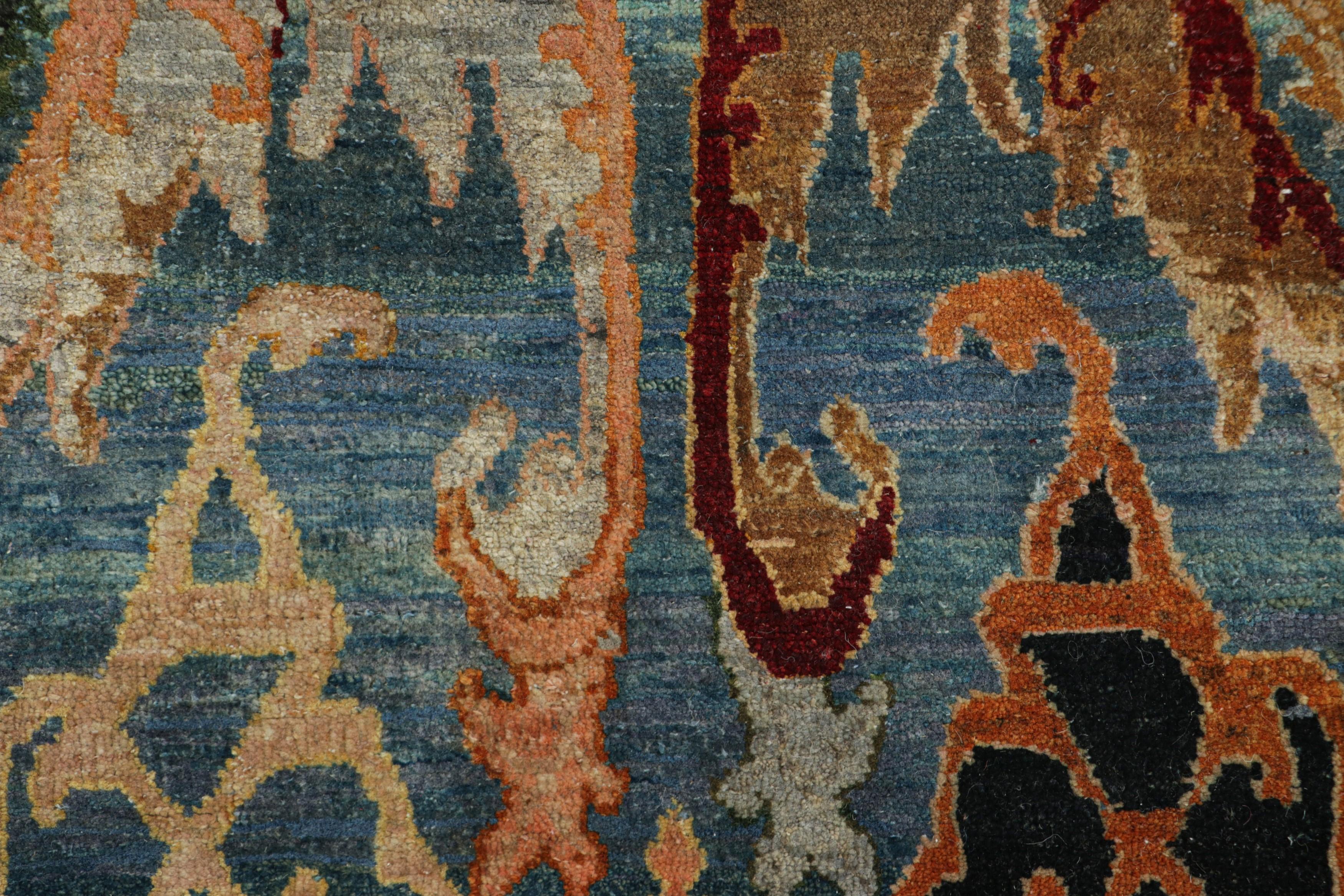 Rug & Kilim's Läufer im persischen Stil in Himmelblau mit mehrfarbigen Blumenmotiven (Moderne) im Angebot