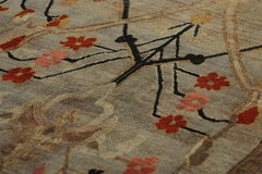 Rug & Kilim’s Persian Style Runner Rug in Taupe with Floral Patterns