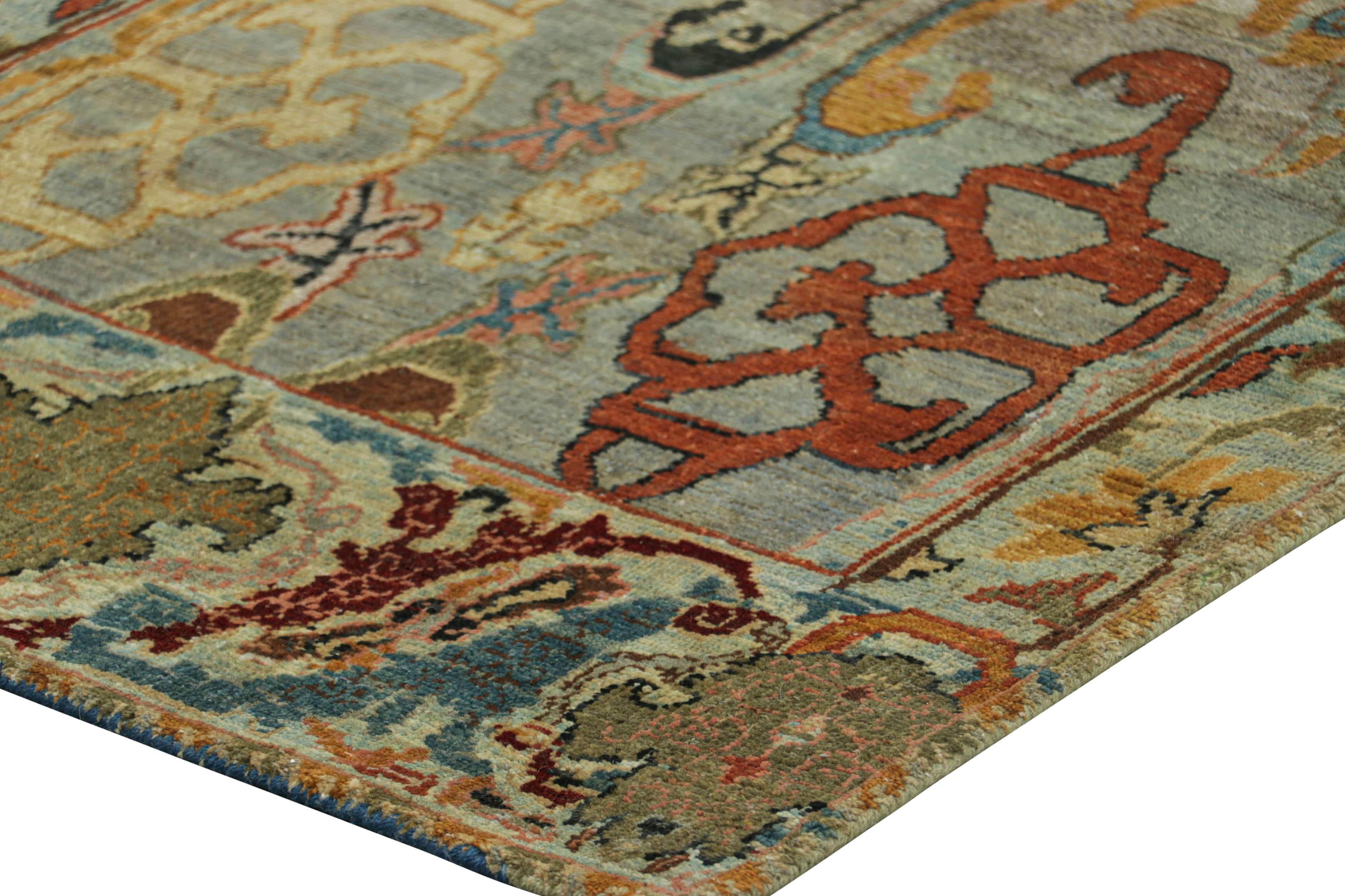 Rug & Kilim’s Persian Style Runner Rug in Taupe with Multicolor Floral Patterns In New Condition For Sale In Long Island City, NY