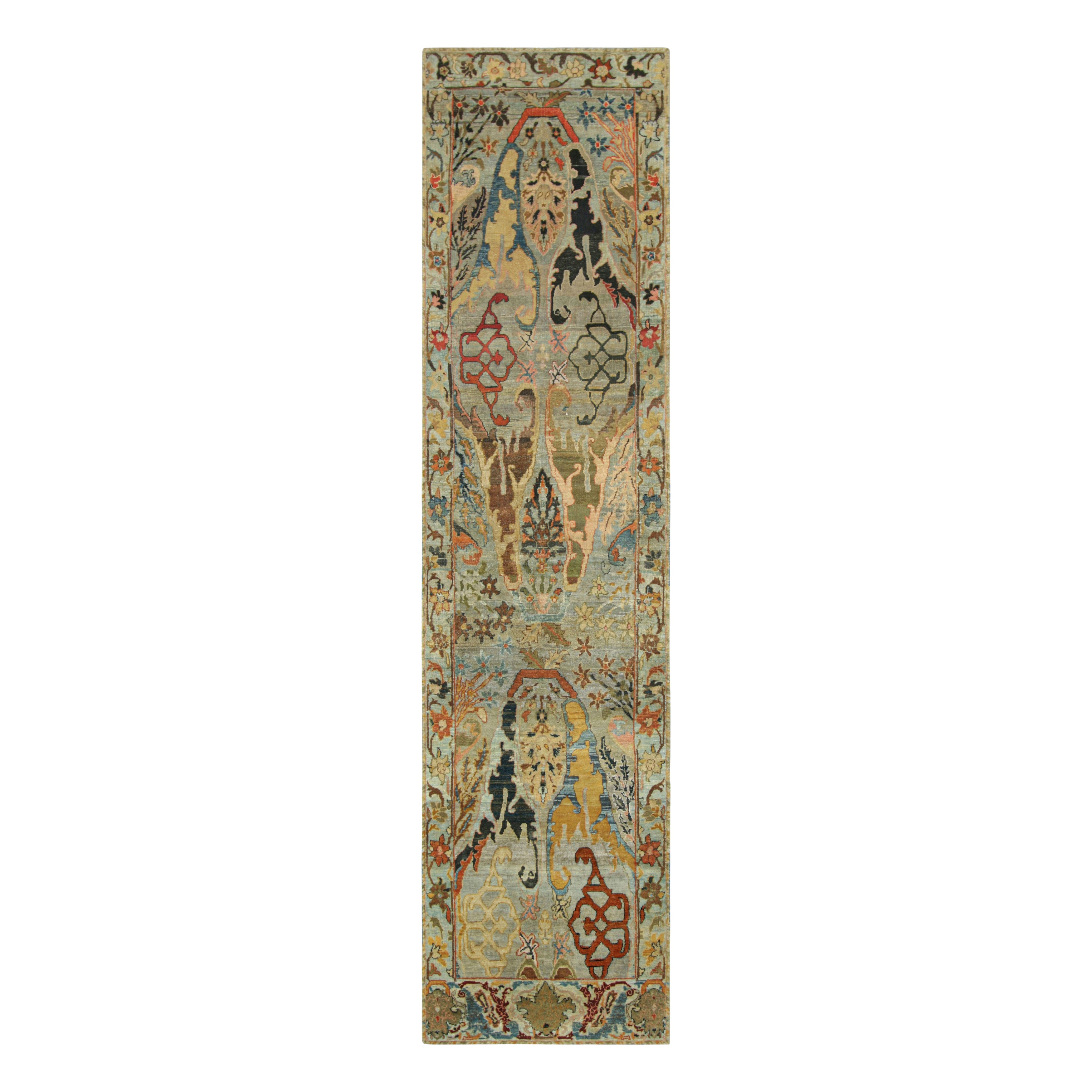 Rug & Kilim’s Persian Style Runner Rug in Taupe with Multicolor Floral Patterns