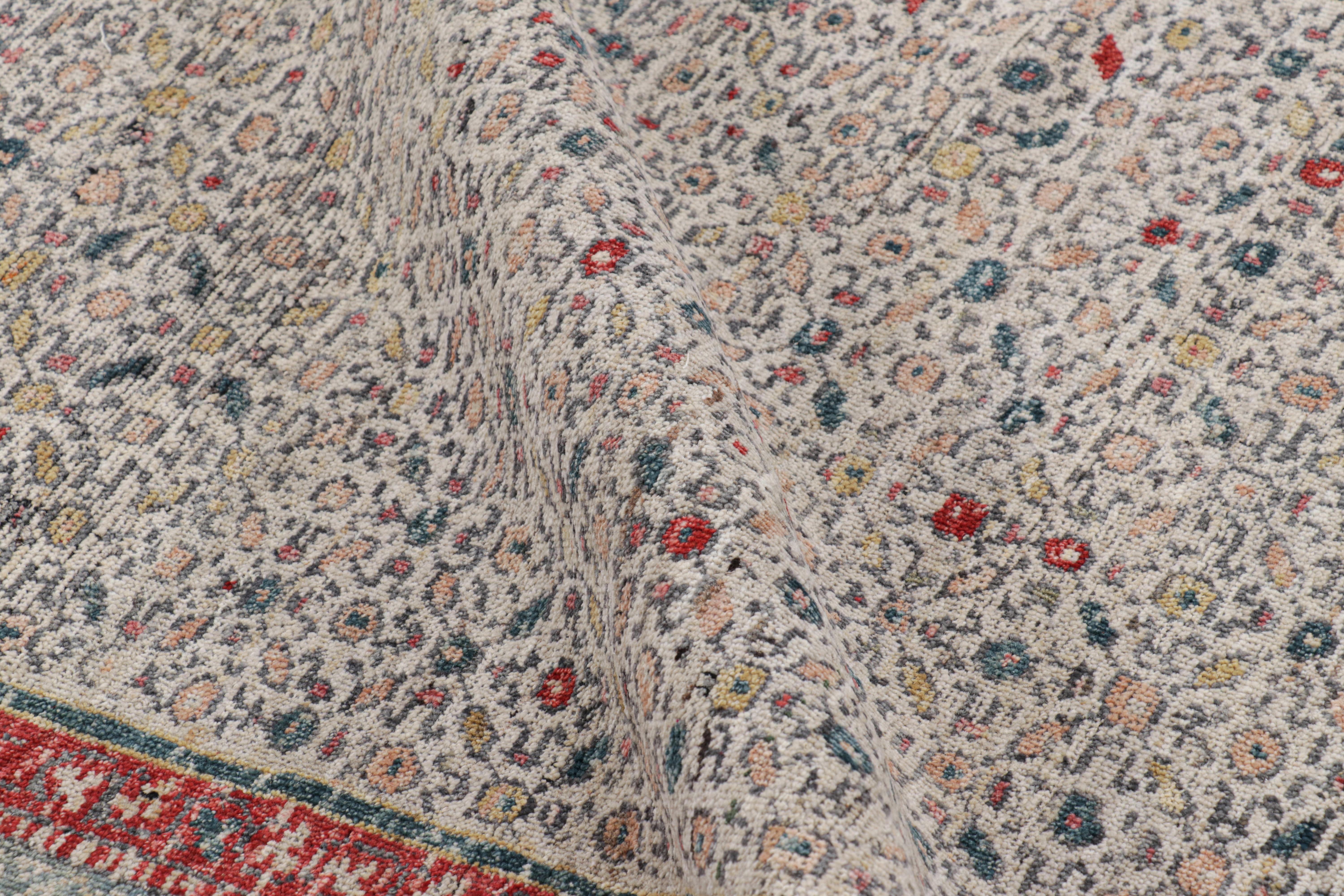 Indiano Tappeto Runner in stile persiano di Rug & Kilim con motivi floreali colorati Herati in vendita