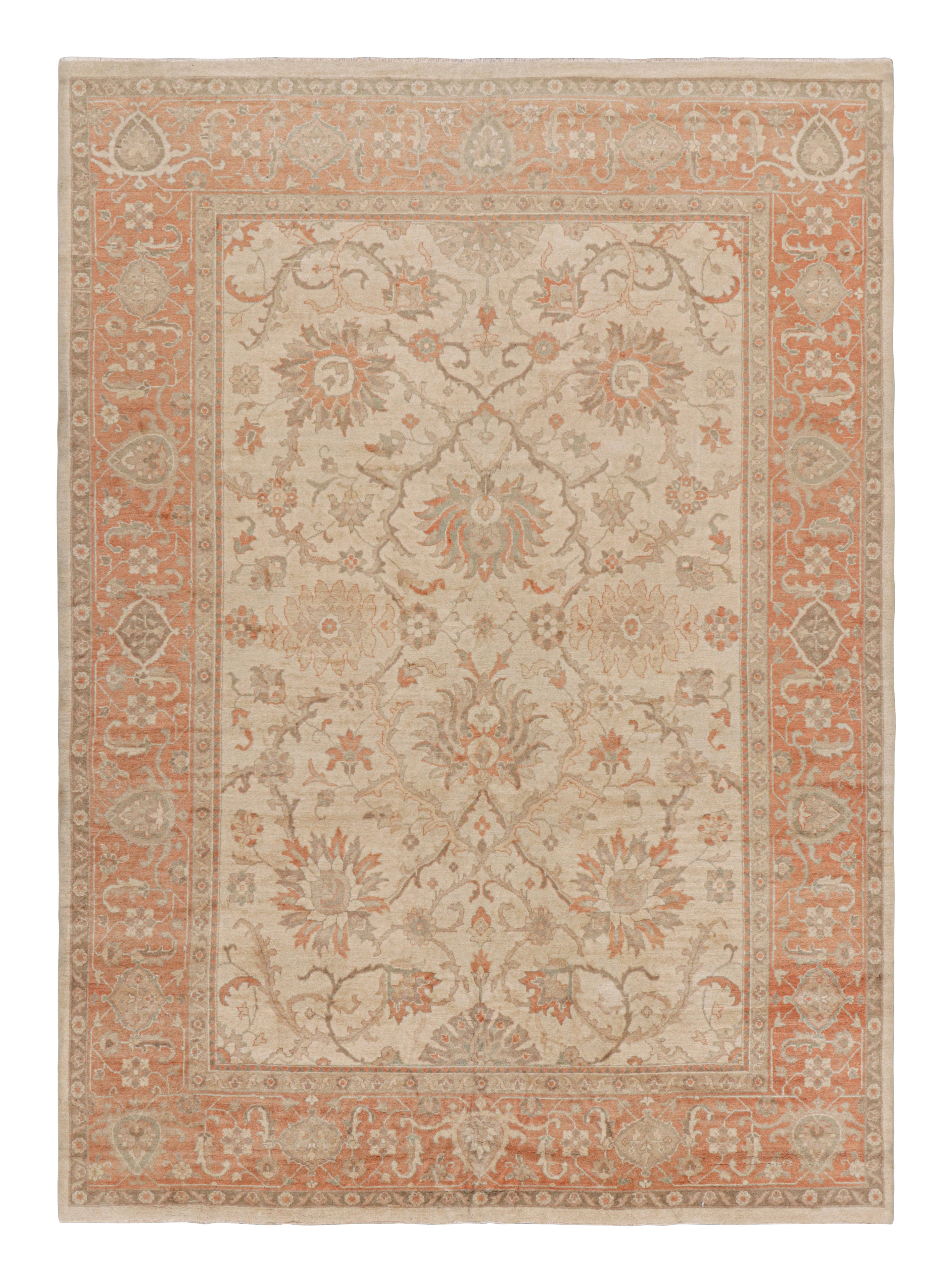 Rug & Kilim's Persian Sultanabad Style Rug in Beige and Orange with Florals