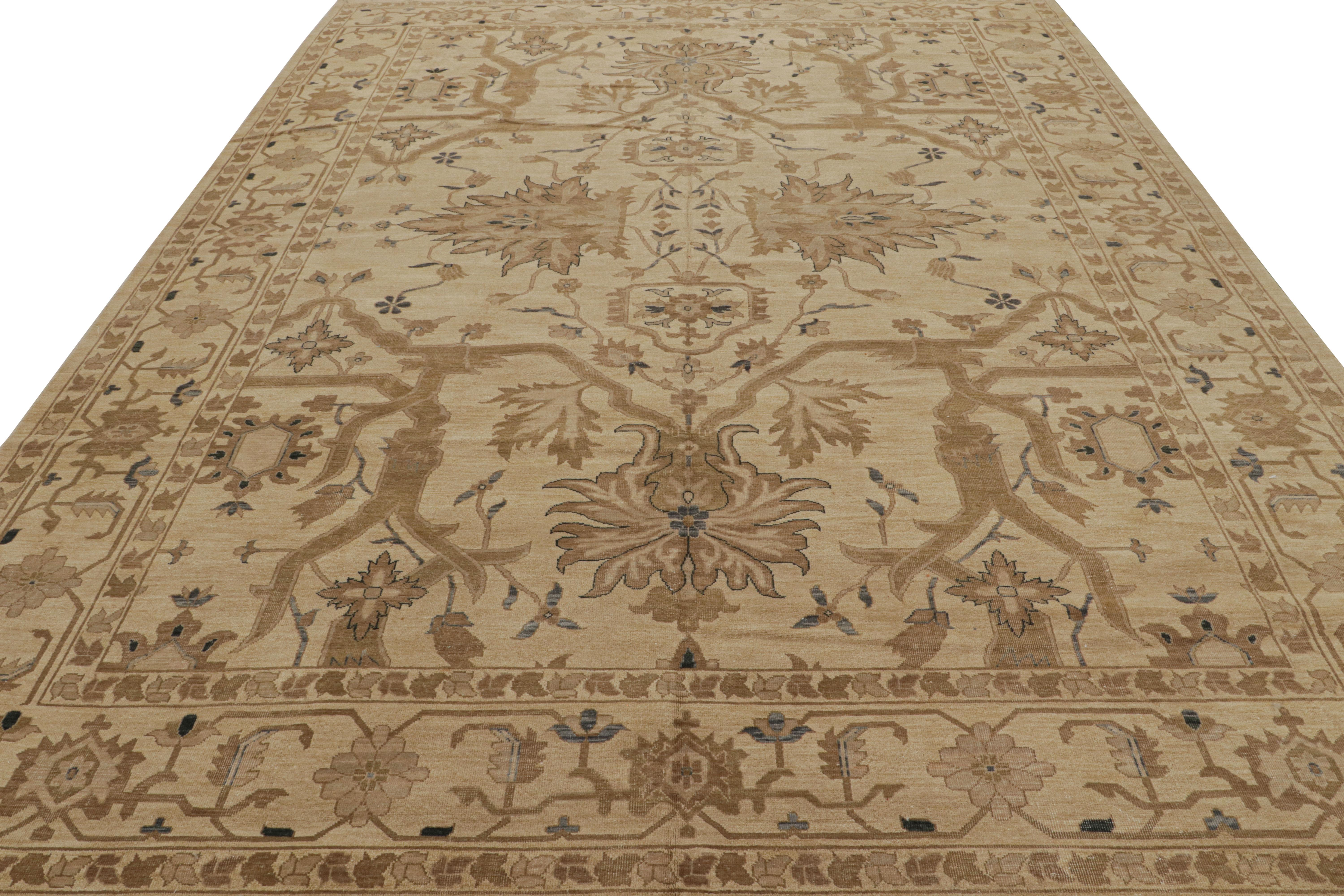 Modern Rug & Kilim’s Persian Sultanabad Style Rug with Beige-Brown Floral Patterns For Sale