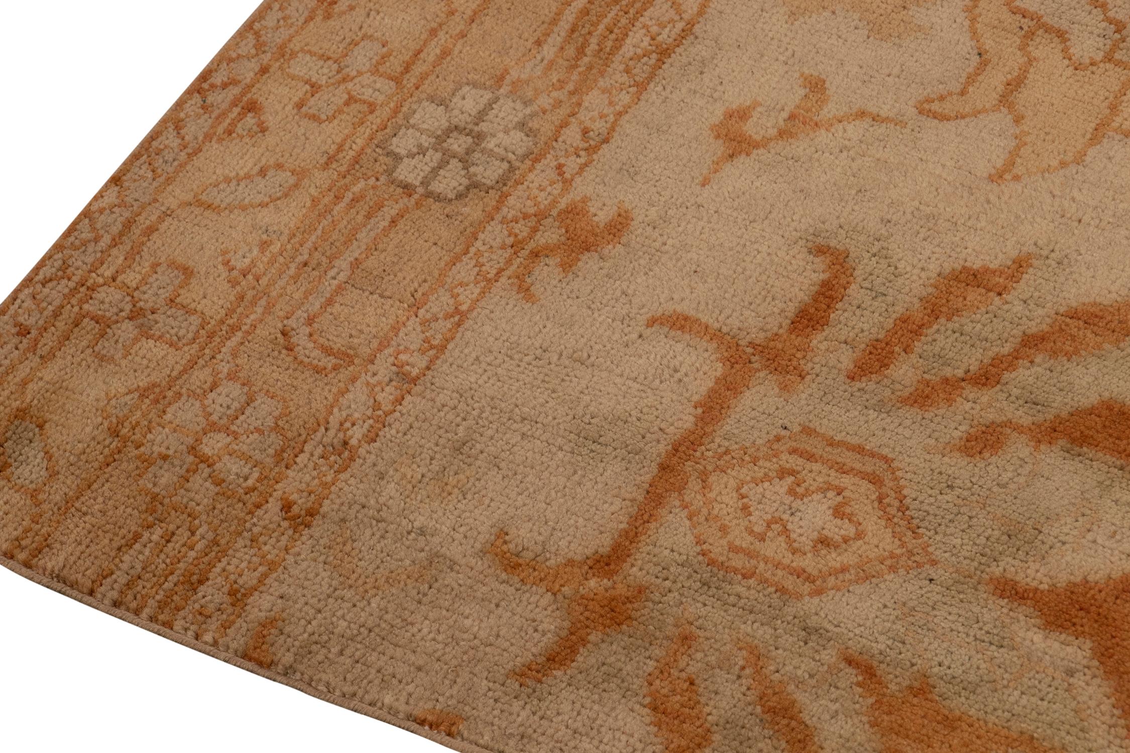 Contemporary Rug & Kilim’s Persian Sultanabad Style Runner with Orange & Blue Floral Pattern For Sale