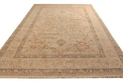 Rug & Kilim’s Persian Tabriz Style Rug in Beige-Brown, Pink Floral Pattern