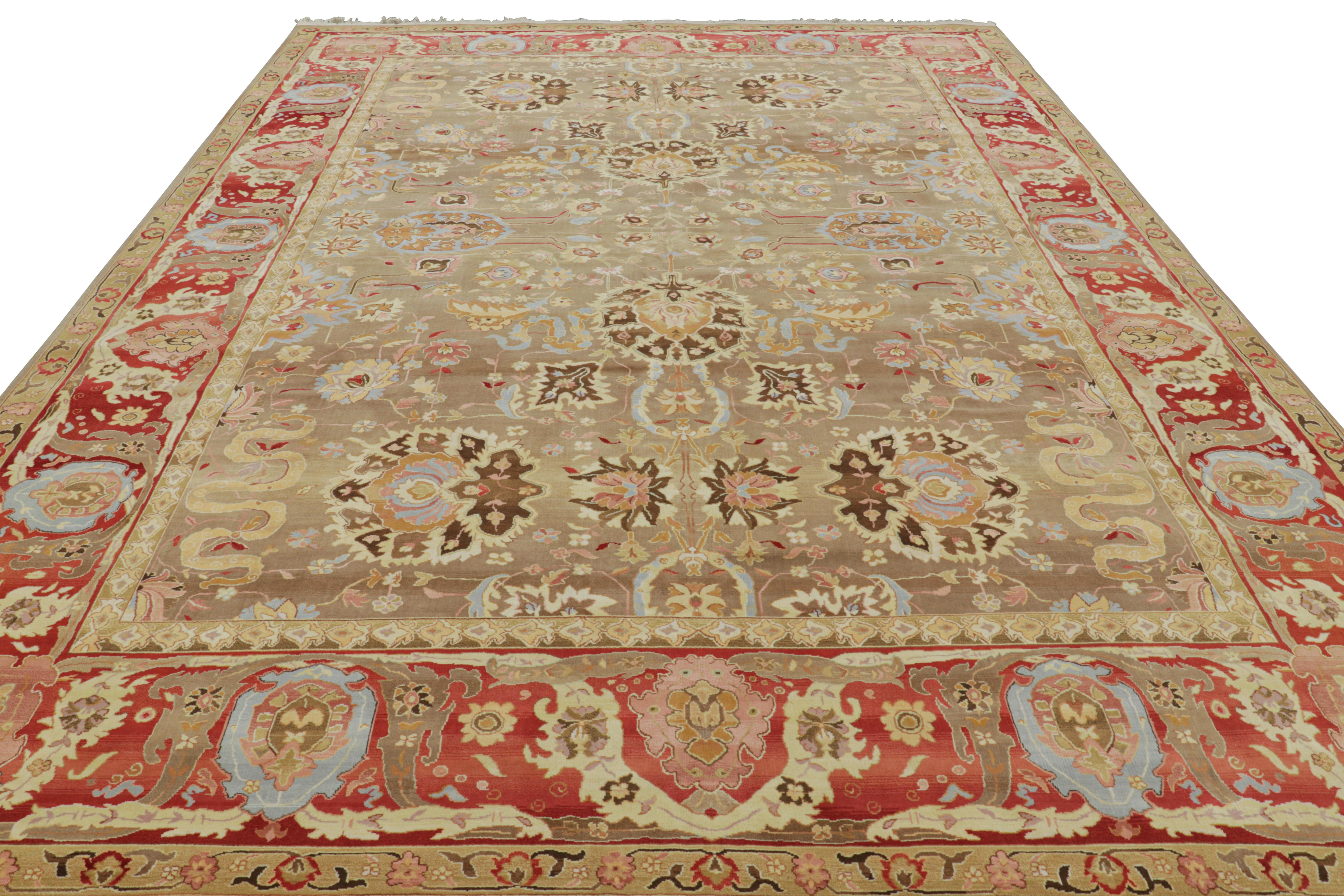 Rug & Kilims persischer Teppich im Tabriz-Stil in Beige-Braun mit Blumenmustern (Handgeknüpft) im Angebot