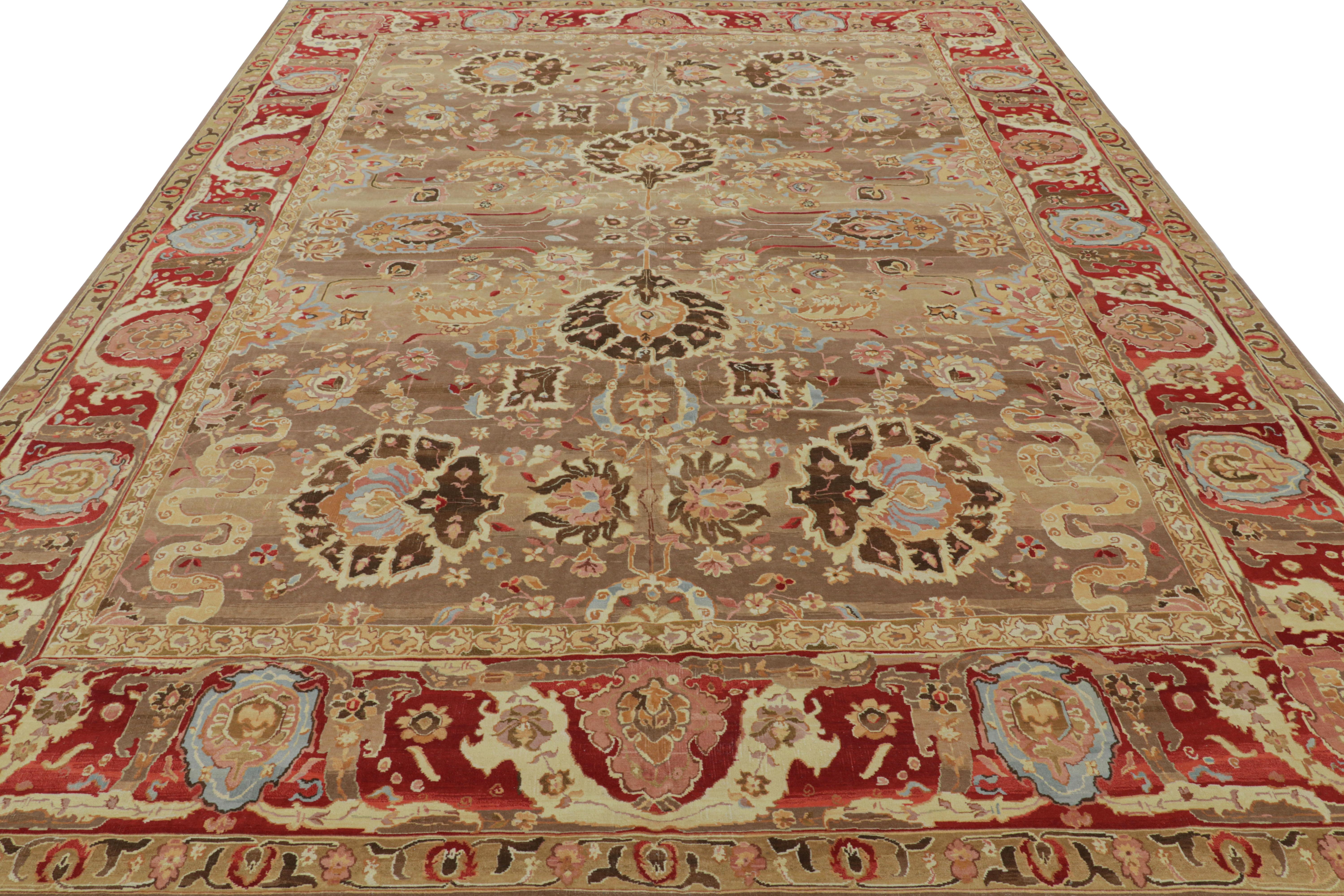 Rug & Kilim's Persian Tabriz Style Rug in Beige-Brown with Floral Patterns (tapis persan de style Tabriz en beige et brun avec des motifs floraux) Neuf - En vente à Long Island City, NY