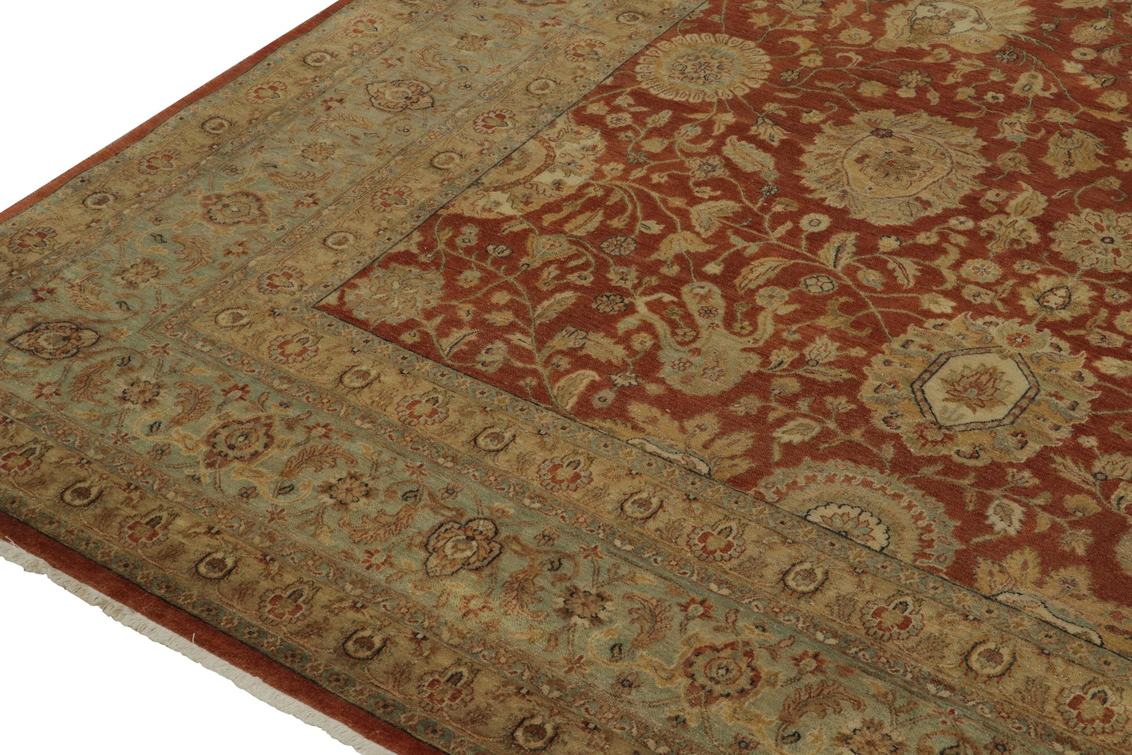 Rug & Kilim’s Persian Tabriz Style Rug in Red with Gold and Beige Floral Pattern In New Condition For Sale In Long Island City, NY