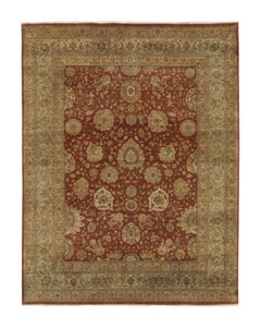 Teppich und Kelim-Teppich im persischen Täbris-Stil in Rot mit Gold- und Beige-Blumenmuster