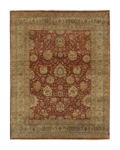 Tapis et tapis persan de style Tabriz de Kilim en rouge avec motif floral or et beige